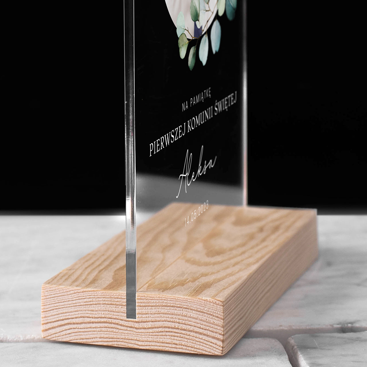 Personalizowana statuetka ze zdjęciem - prezent na Komunię statuetka na komunię pamiątka komunii świętej