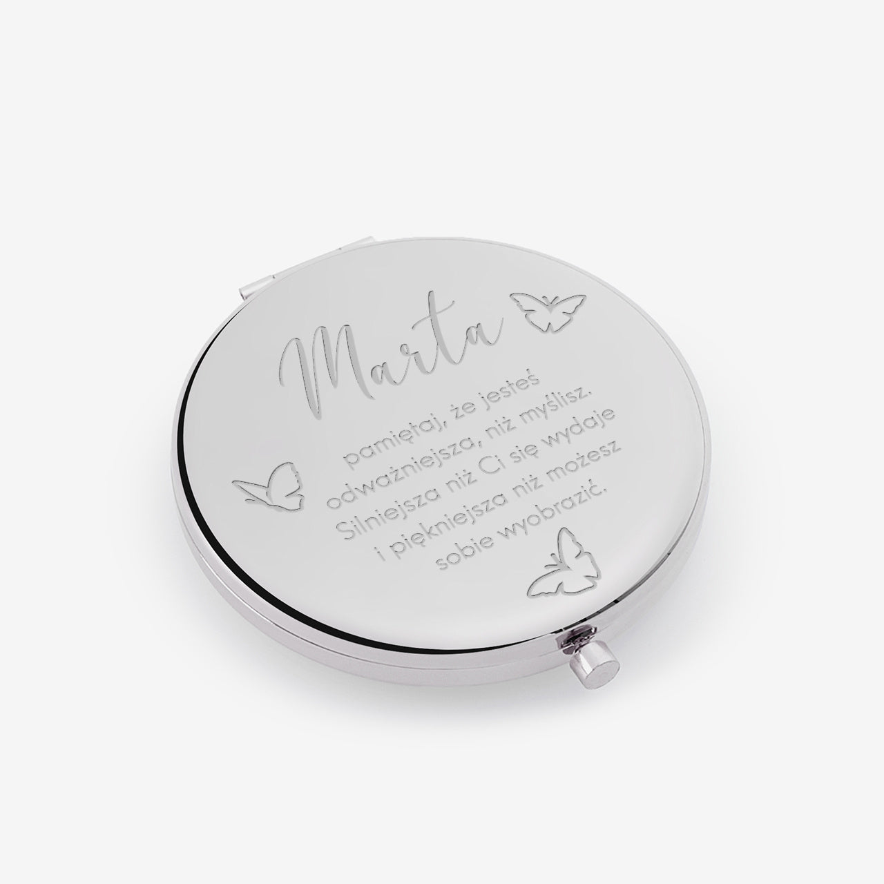 Lusterko z grawerem na prezent dla dziewczyny - srebrne