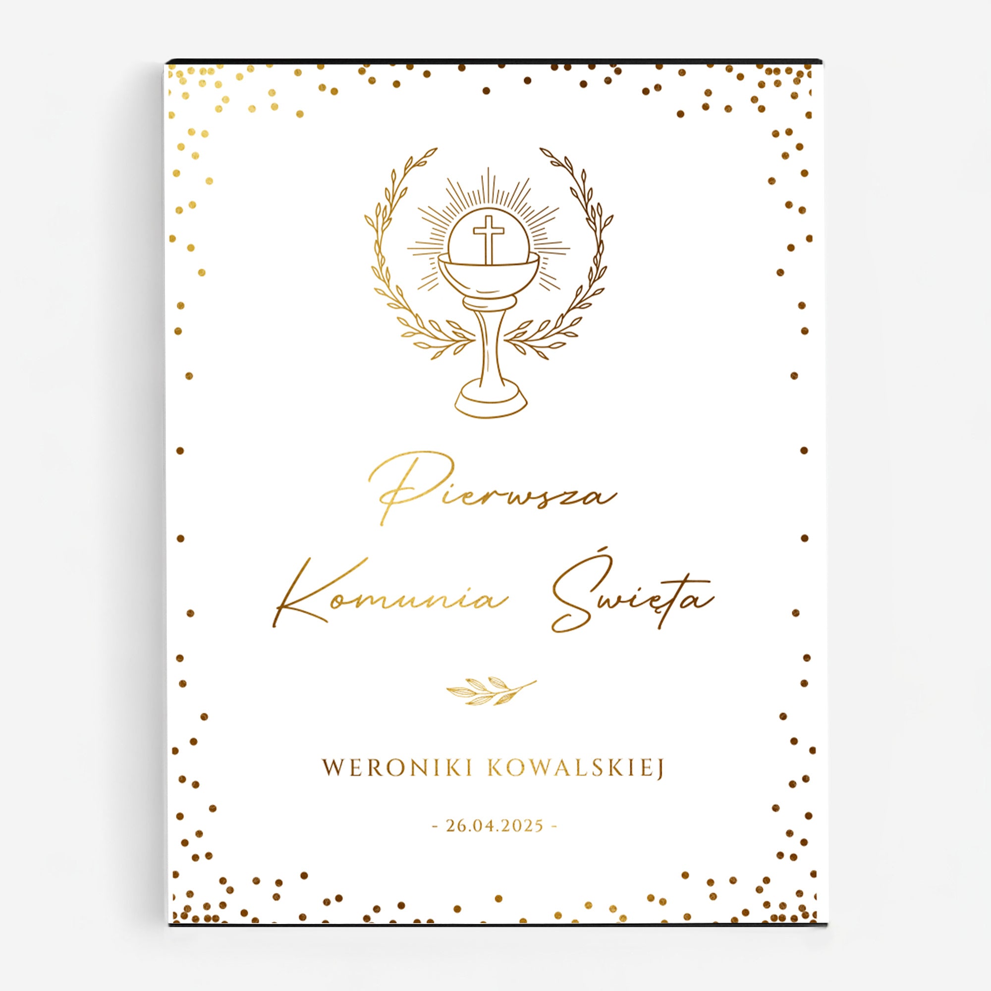 Czekoladki ze złoceniem - dodatek do prezentu na Komunię czekoladki personalizowane prezent na komunię praliny personalizowane