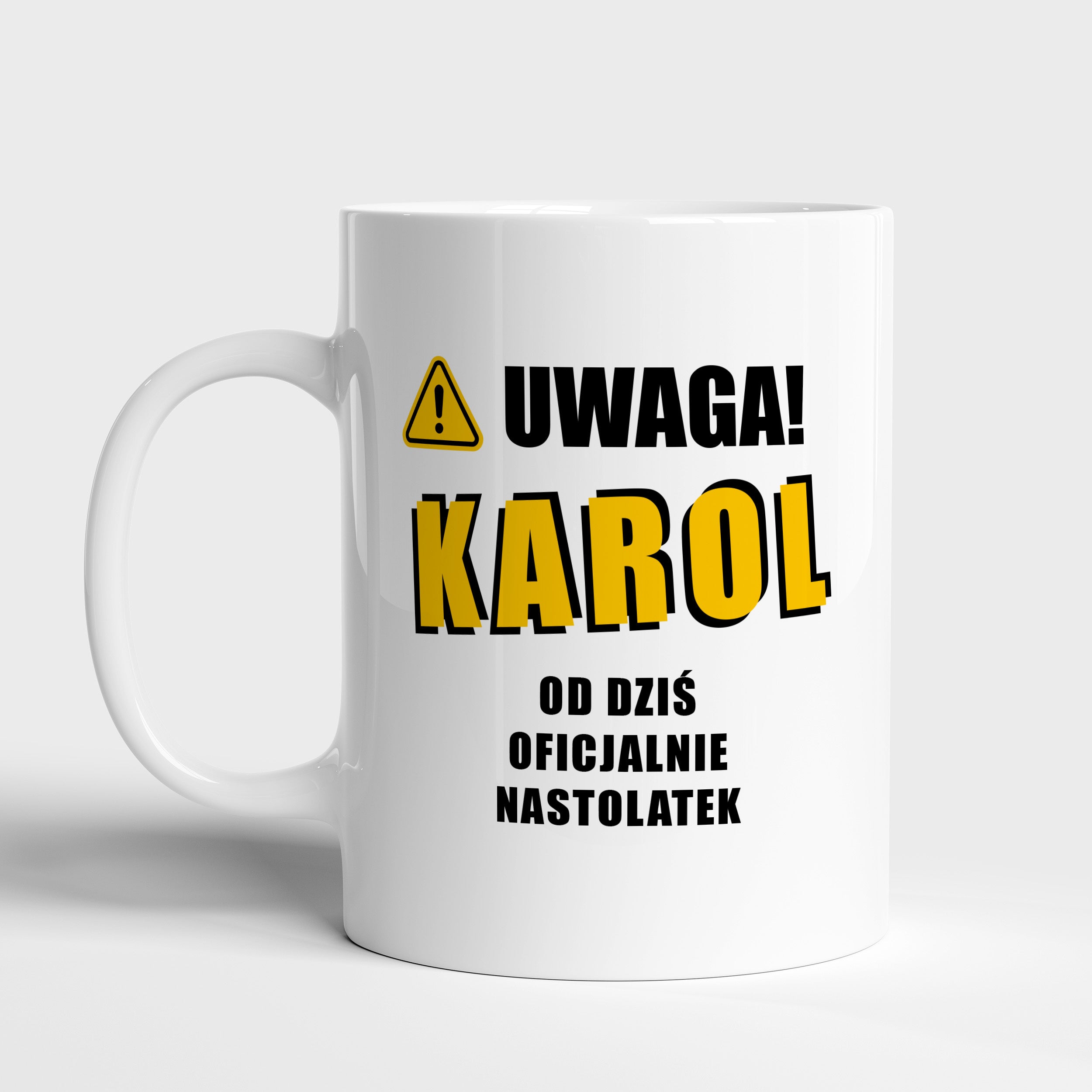 Śmieszny kubek na urodziny nastolatka - Uwaga