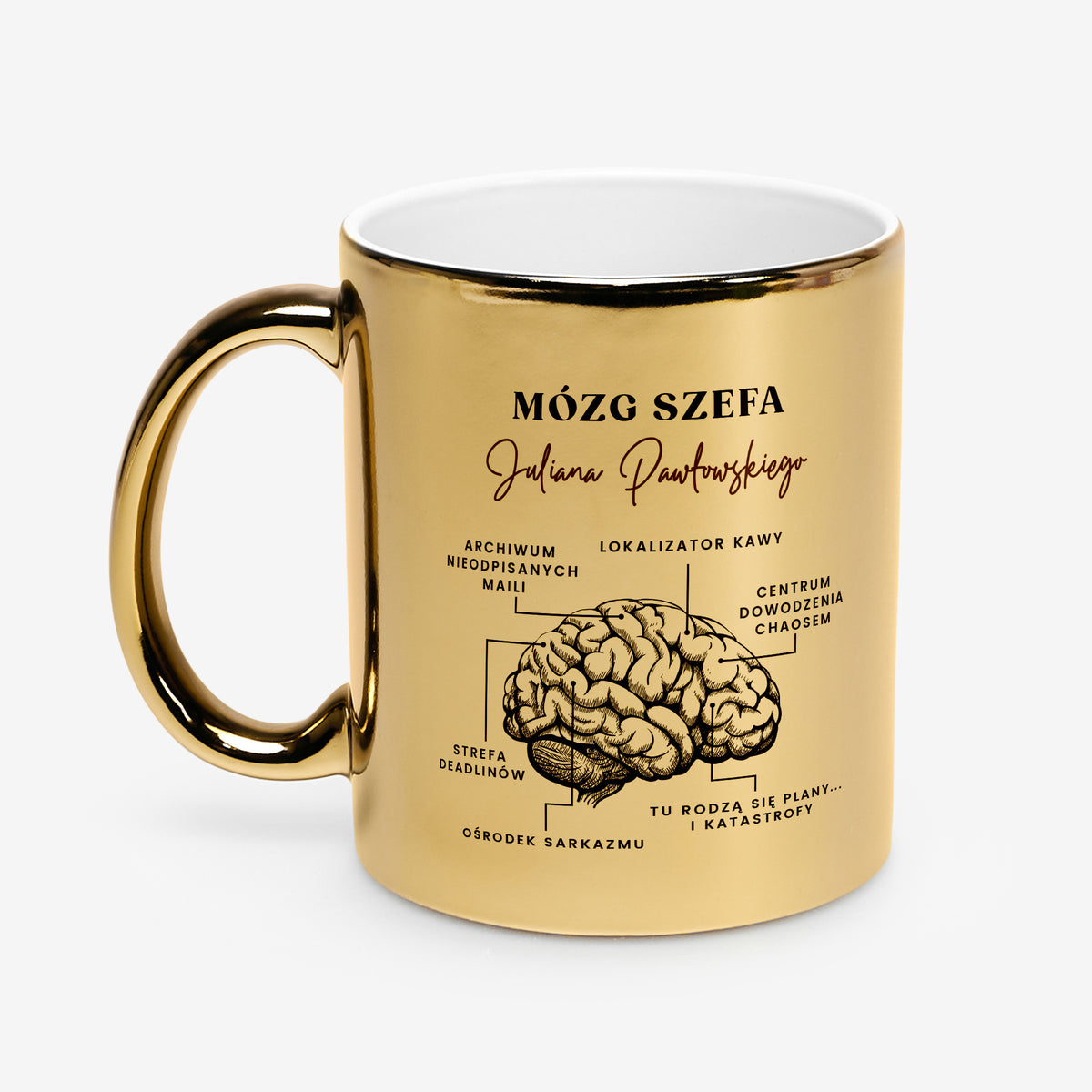 Śmieszny kubek zloty na prezent dla szefa