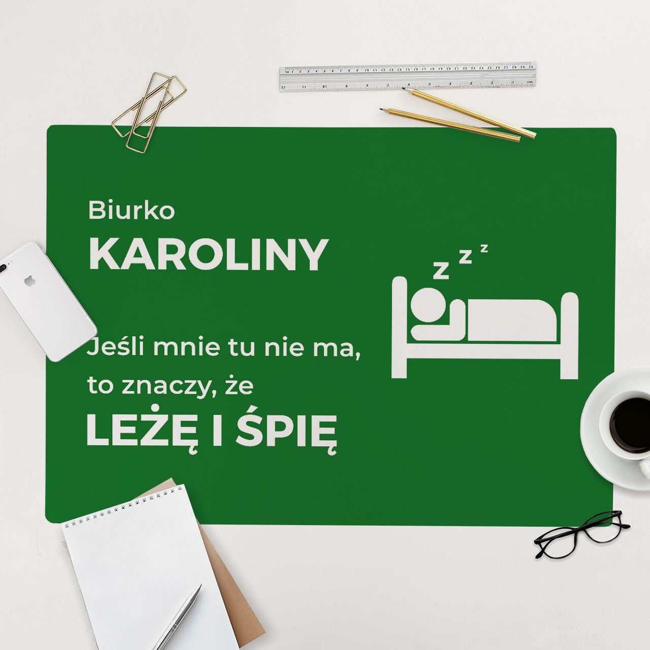 Podkładka personalizowana na biurko dla śpiocha podkładka pod mysz podkładka na biurko prezent dla śpiocha