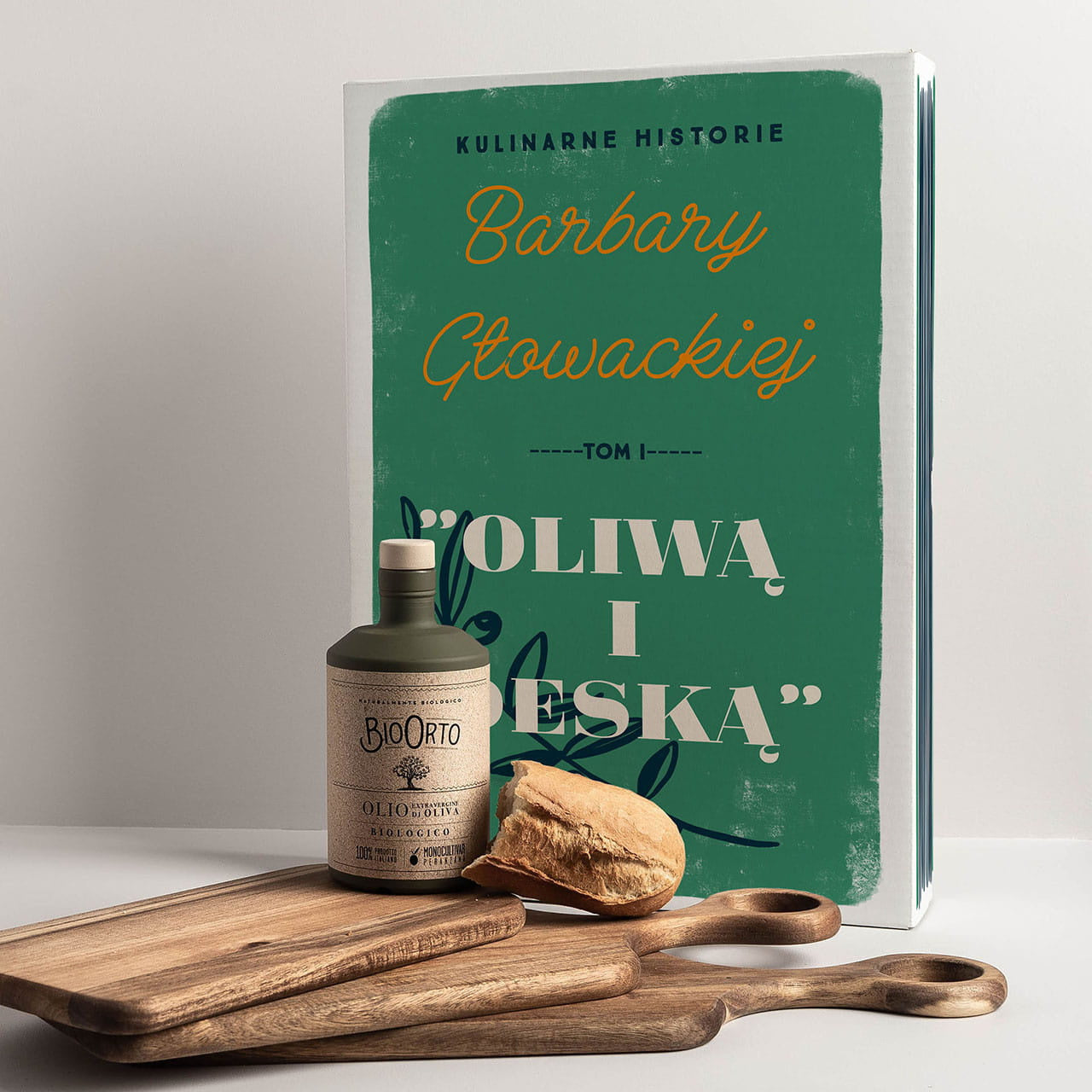 Akacjowa deska z włoską oliwą na prezent dla kucharza