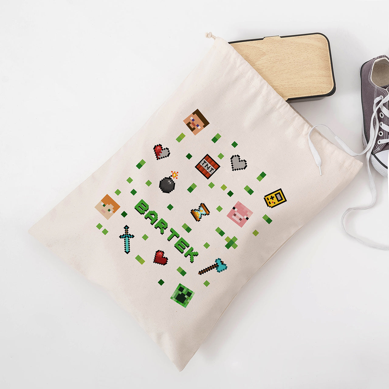 Personalizowany worek na kapcie w stylu Minecraft