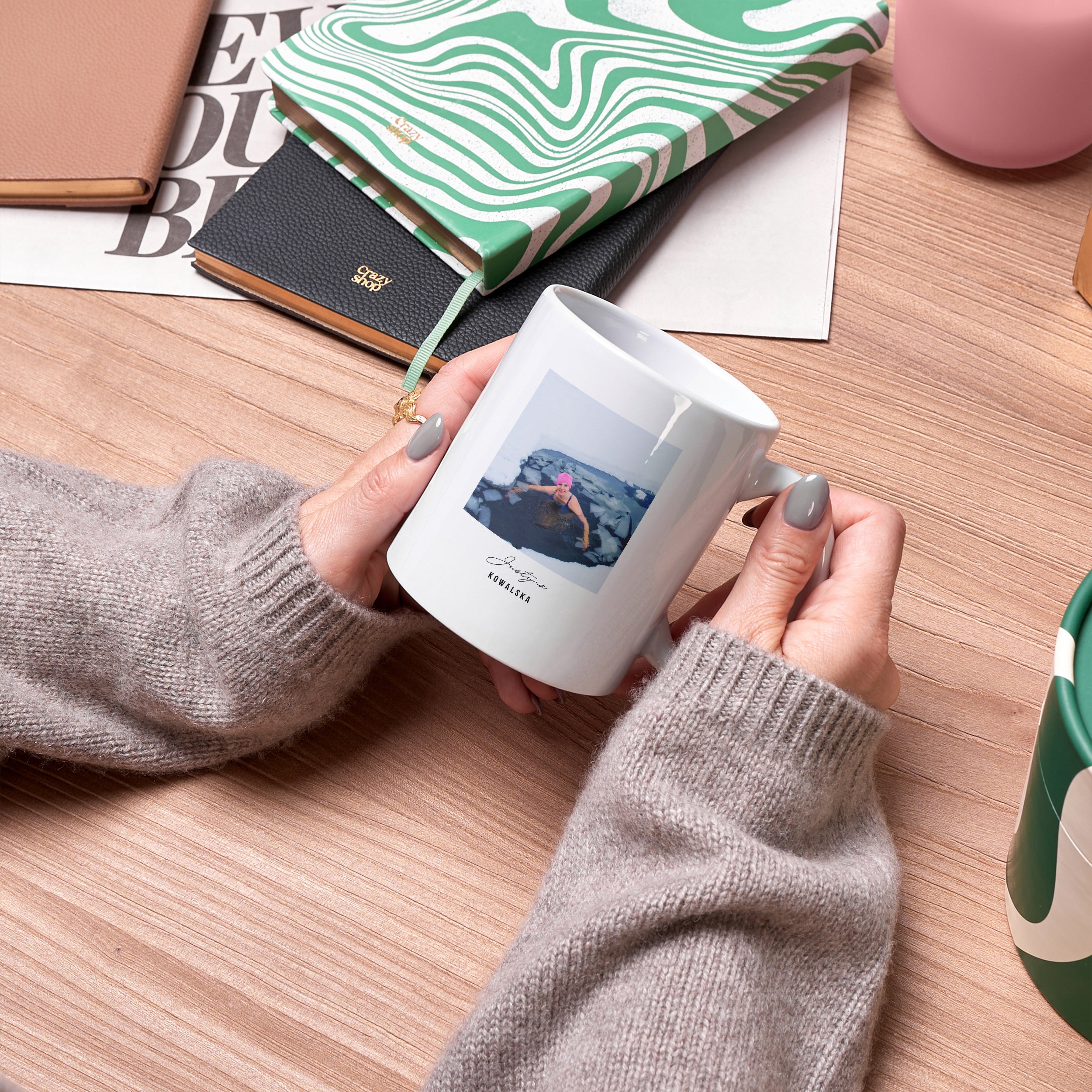 Personalizowany kubek ze zdjęciem - prezent dla miłośnika morsowania kubek personalizowany prezent dla morsa