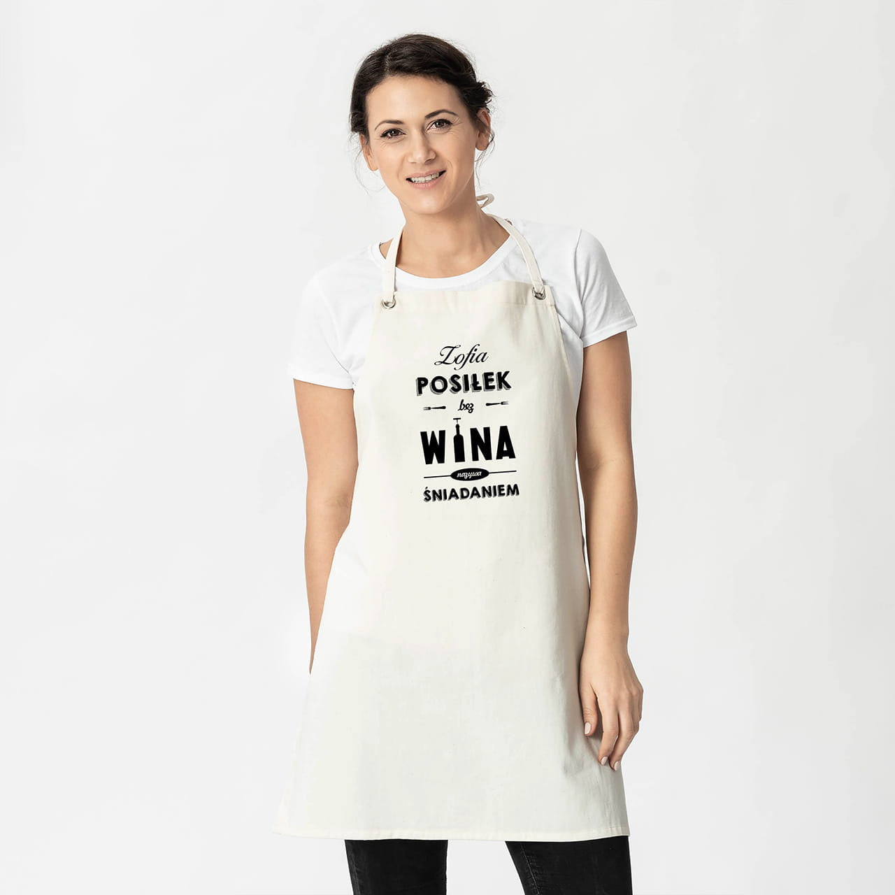 Fartuch z nadrukiem dla miłośniczki wina fartuch kuchenny fartuch personalizowany fartuch do kuchni