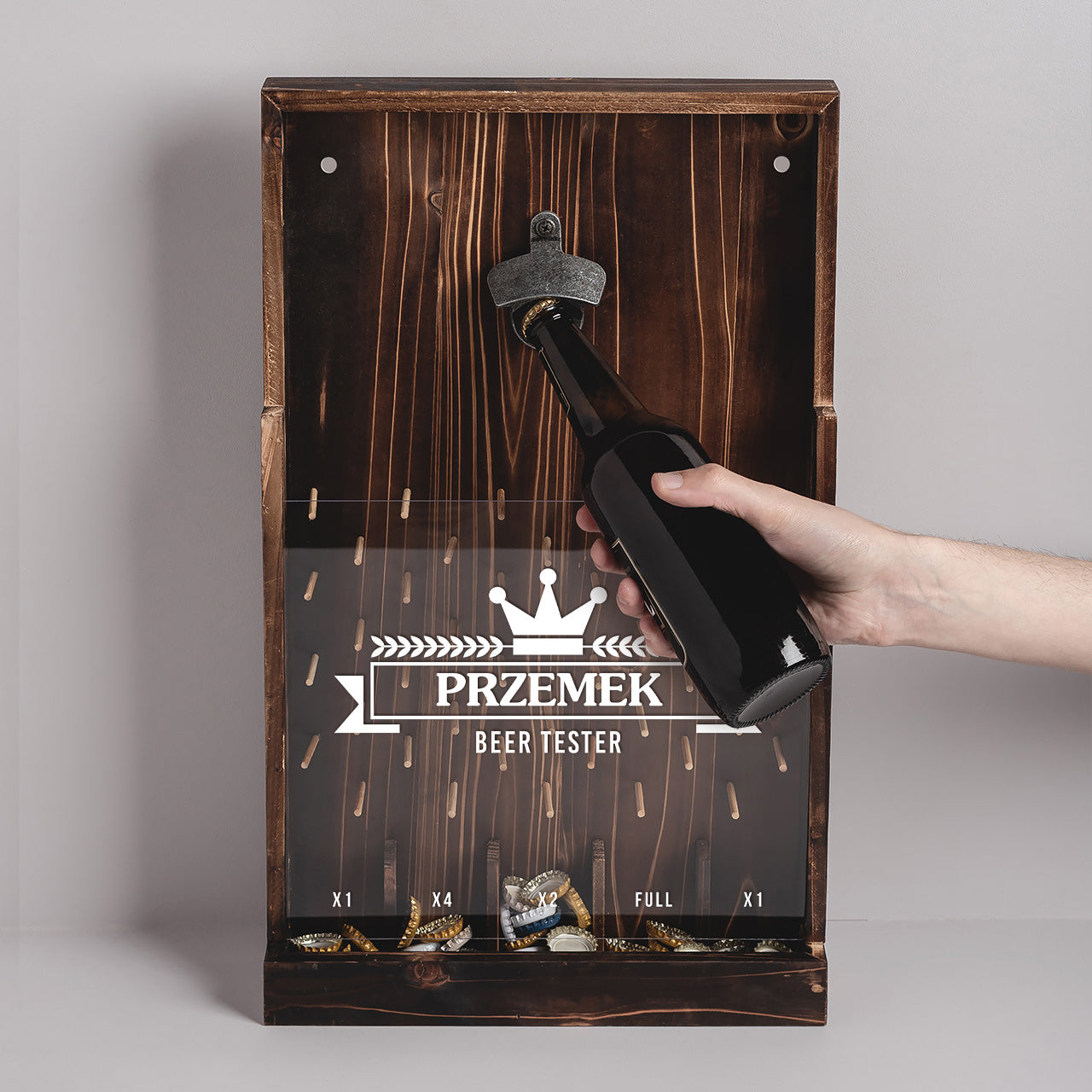 Otwieracz grawerowany do piwa z pojemnikiem - beer tester