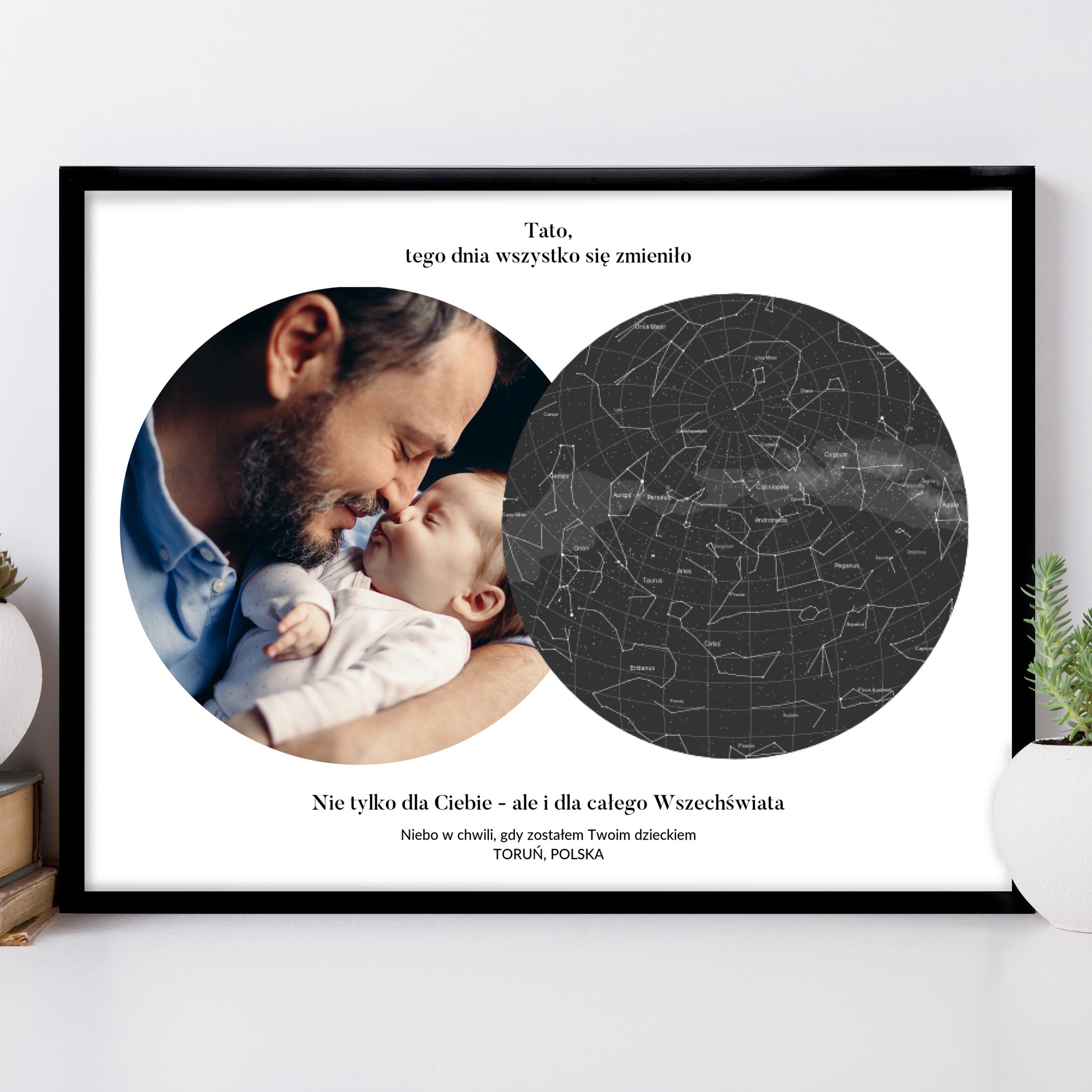 Plakat dla taty - mapa gwiazd wyjątkowy prezent dla Taty prezent na Dzień Taty plakat ze zdjęciem