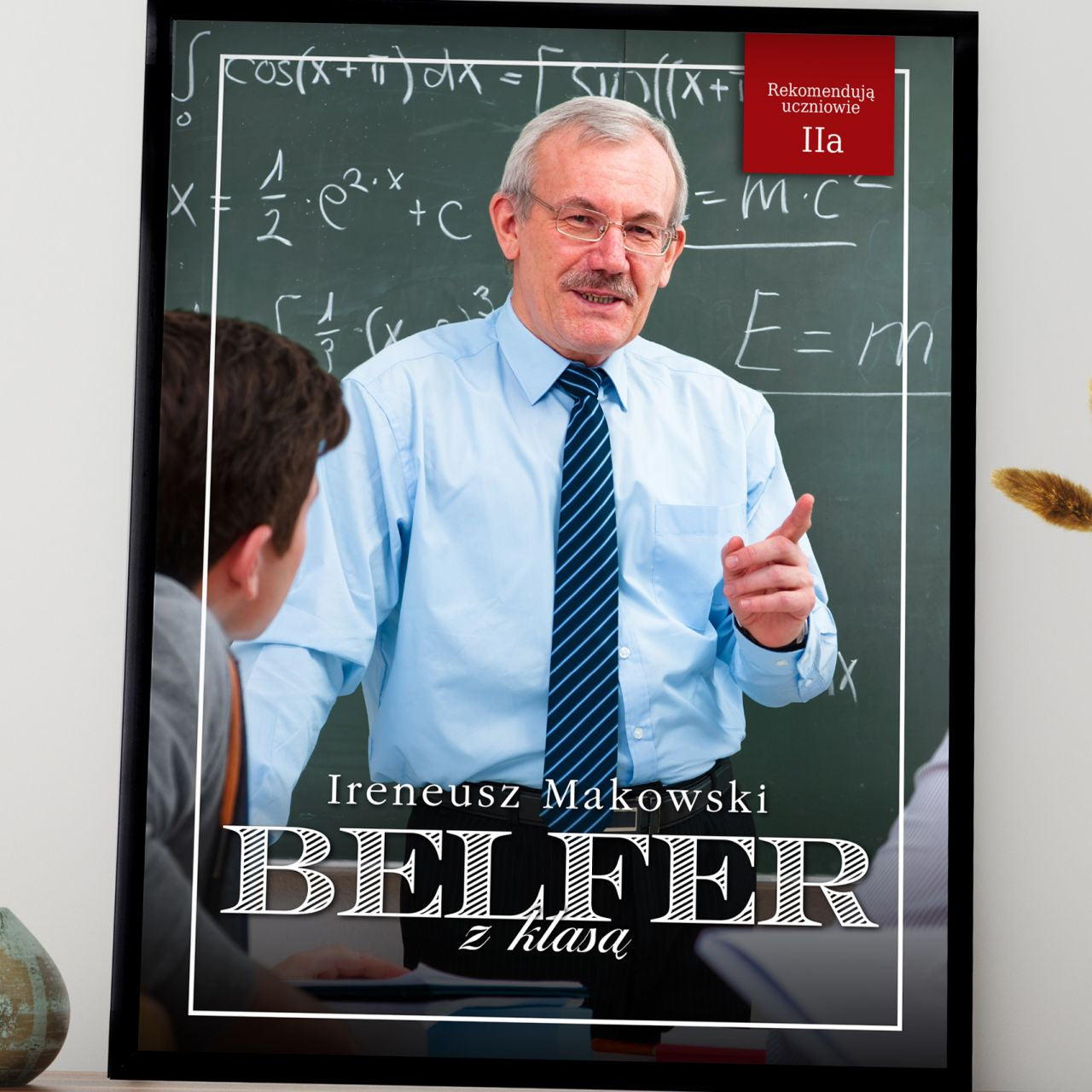 Plakat ze zdjęciem na prezent dla nauczyciela - Belfer z klasą prezent na dzień nauczyciela personalizowany plakat