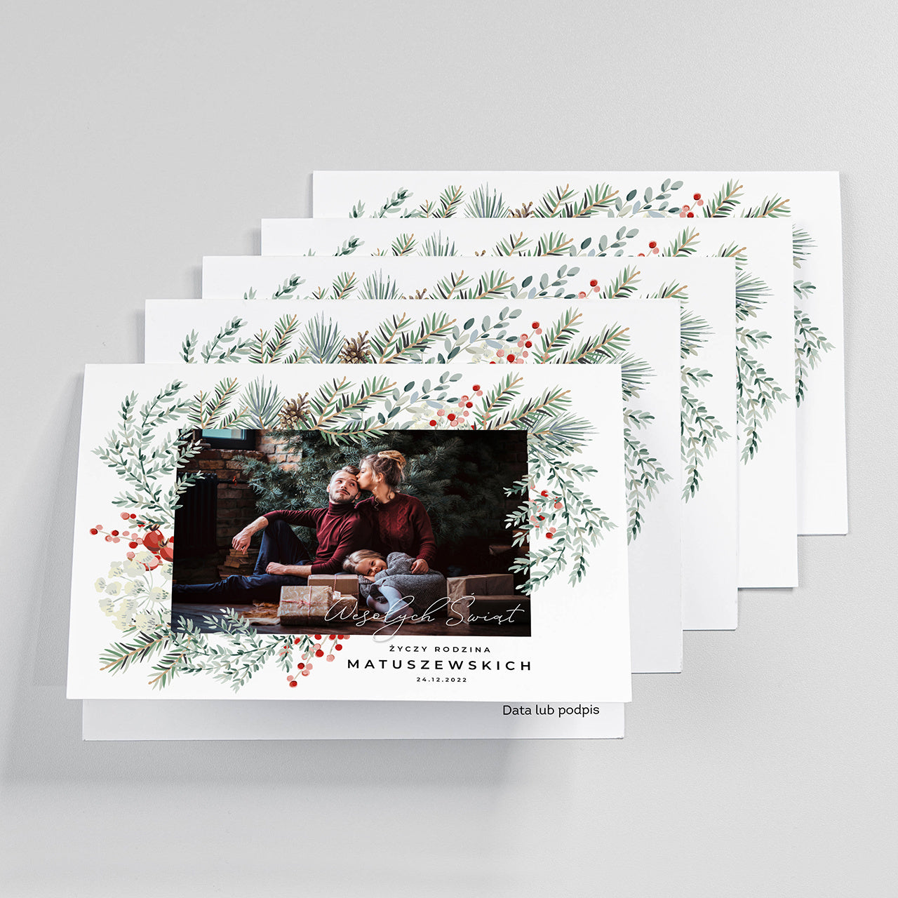 Kartki świąteczne ze zdjęciem - zestaw 5szt.