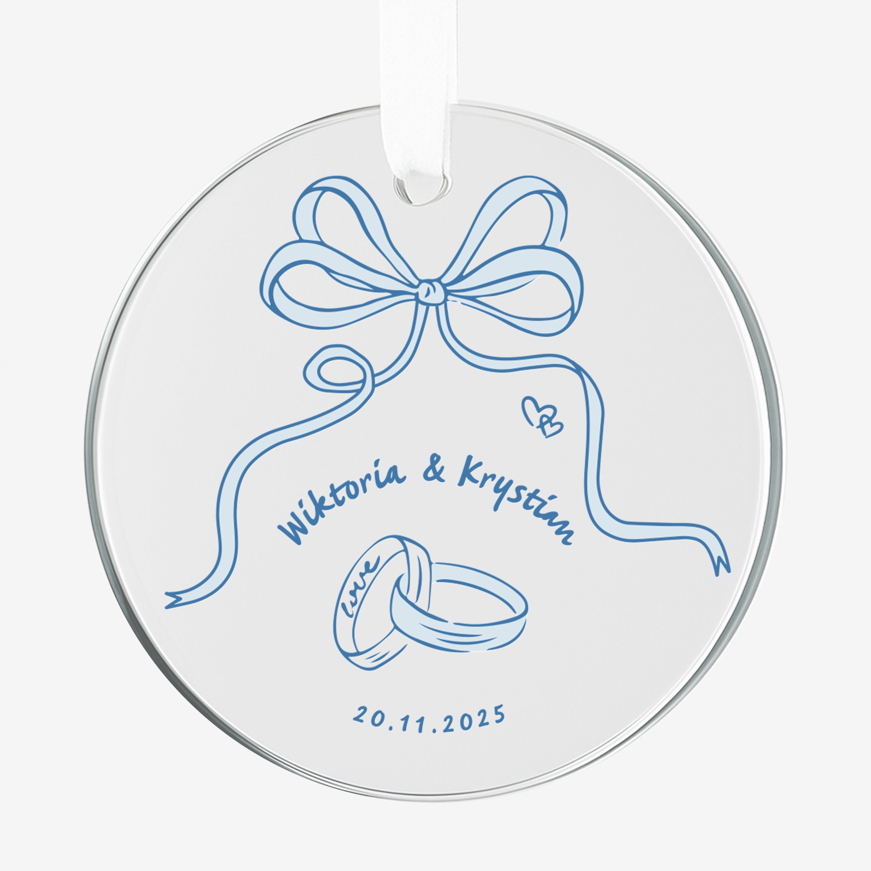 Personalizowana zawieszka - Data - elegancka pamiątka ślubu szklana zawieszka personalizowana pamiątka ślubu