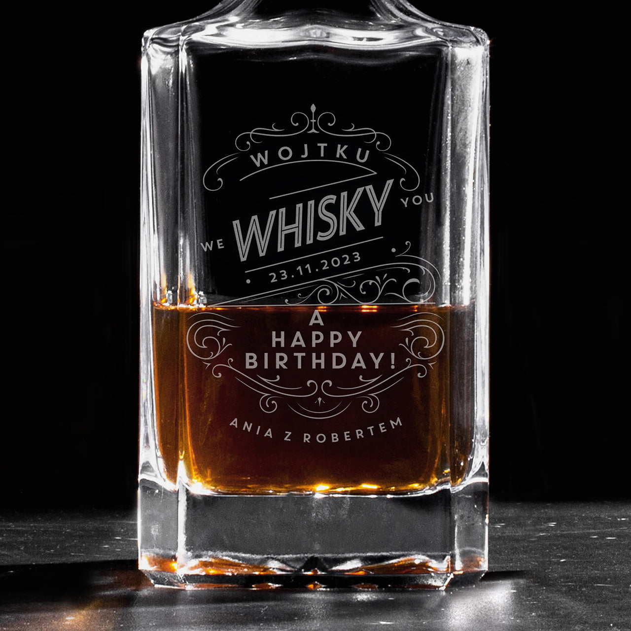Karafka z grawerem na urodziny - We Whisky You - prezent urodzinowy dla faceta