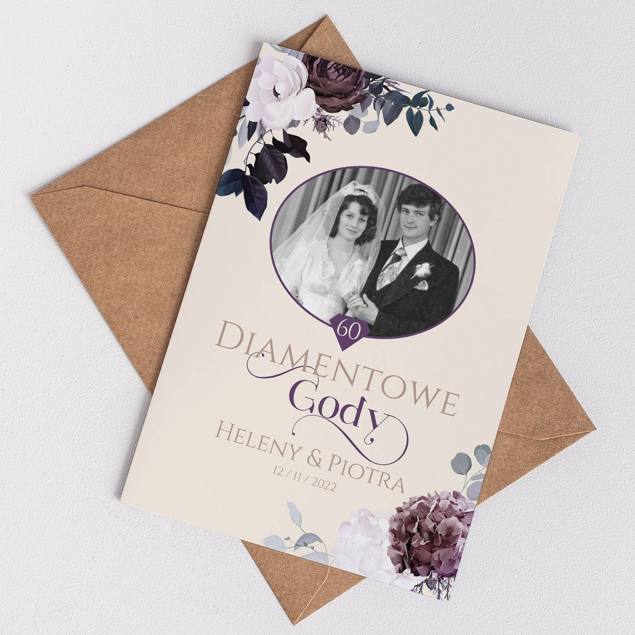 Kartka ze zdjęciem na 60 rocznicę ślubu