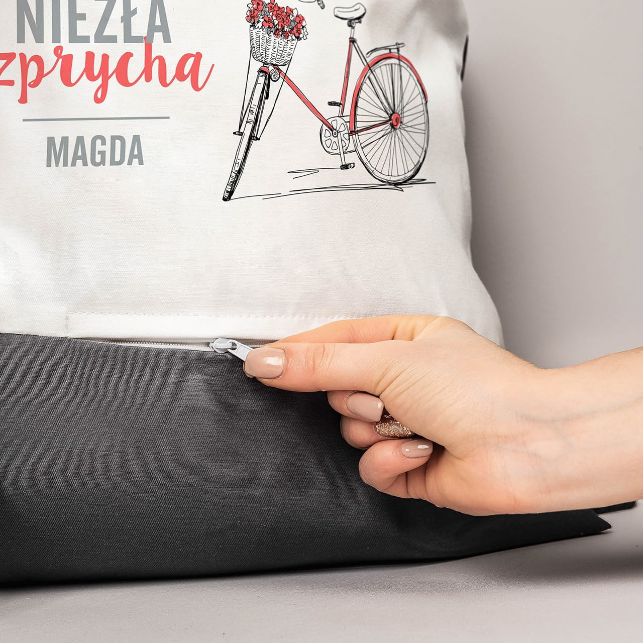 Worko plecak na prezent dla rowerzystki - niezła szprycha worek z imieniem personalizowany worek