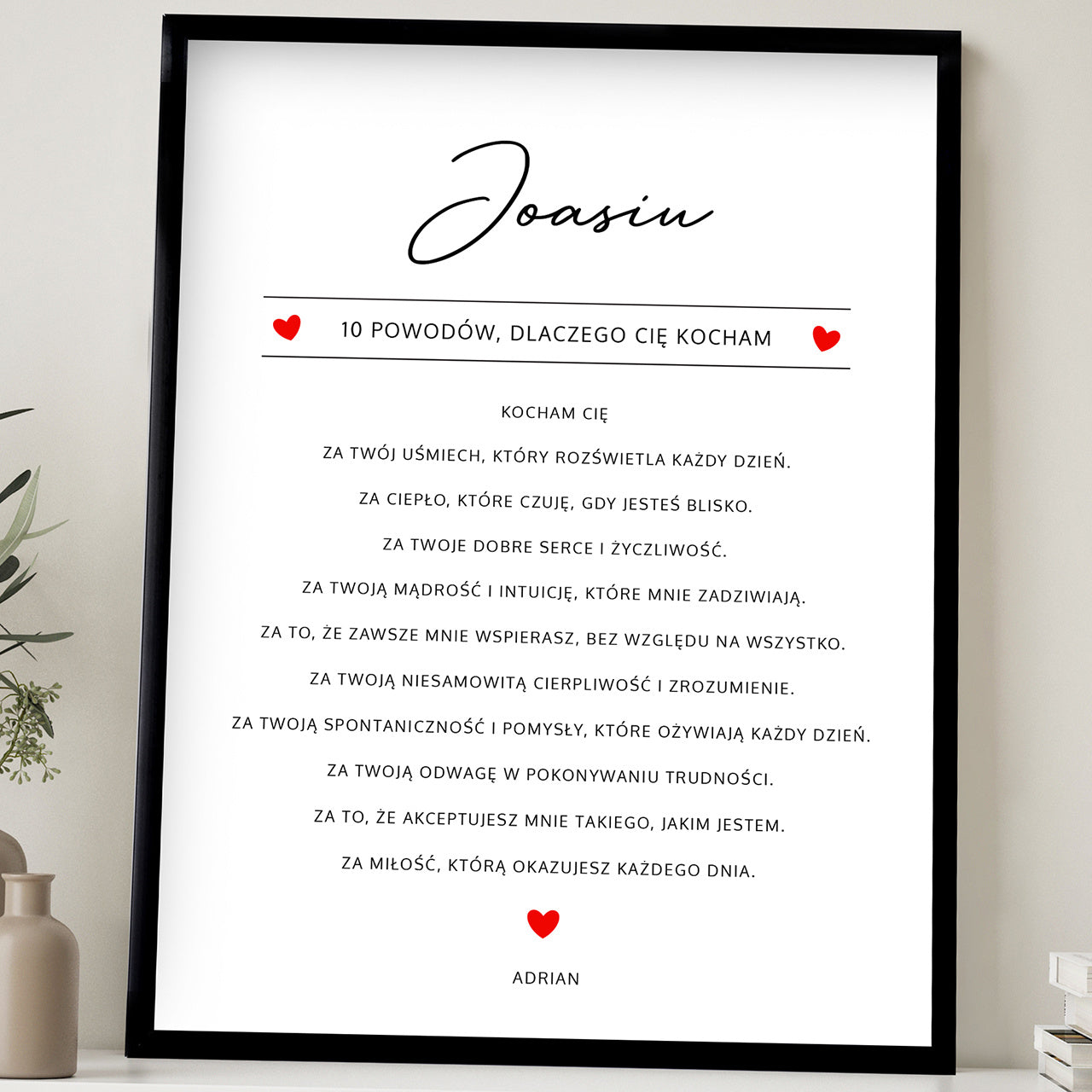 Personalizowany plakat - prezent na rocznicę związku romantyczny prezent dla niej prezent dla ukochanej