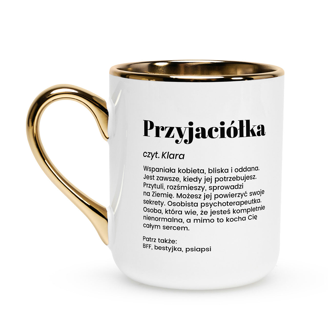 Kubek ze złotym rantem dla przyjaciółki 