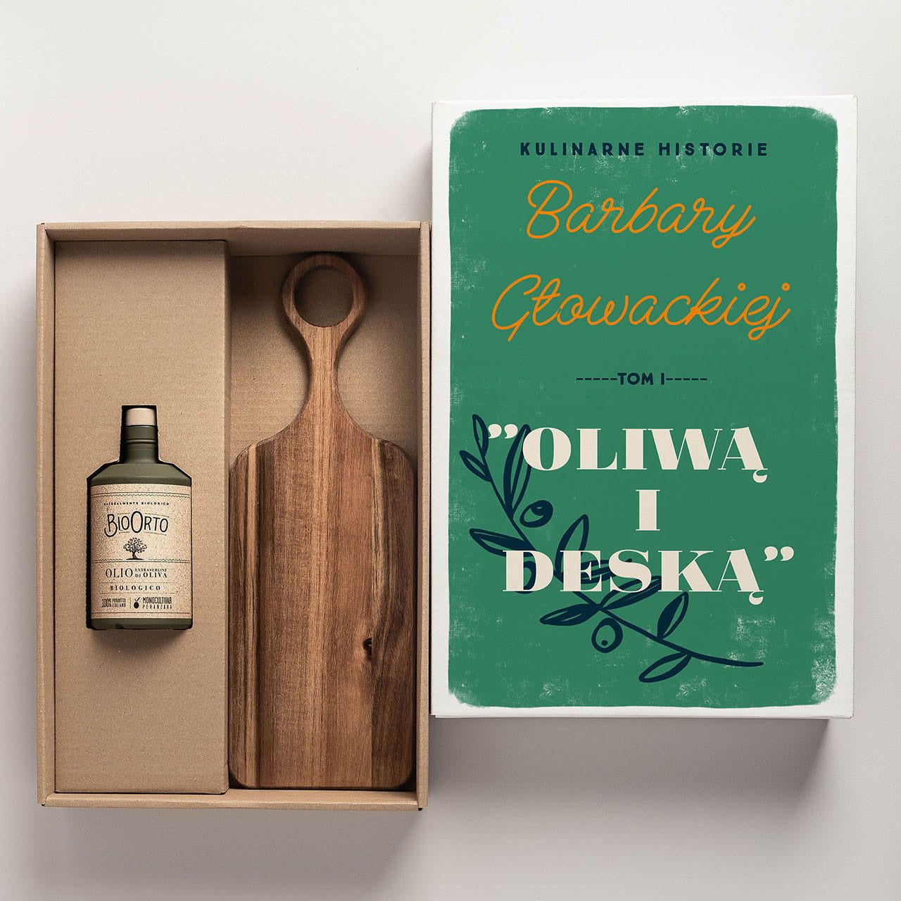 Akacjowa deska z włoską oliwą na prezent dla kucharza prezent dla miłośnika gotowania