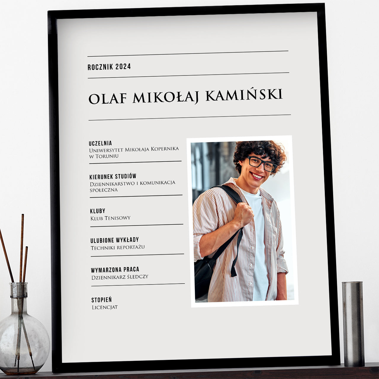 Plakat na obronę licencjatu personalizowany plakat ze zdjęciem prezent na licencjat dla absolwenta