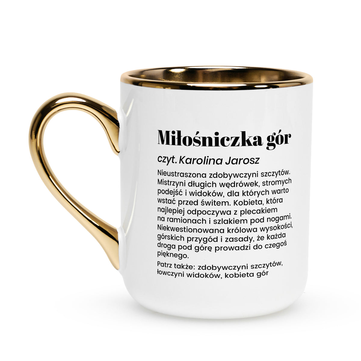 Kubek ze złotym rantem - prezent dla miłośniczki gór