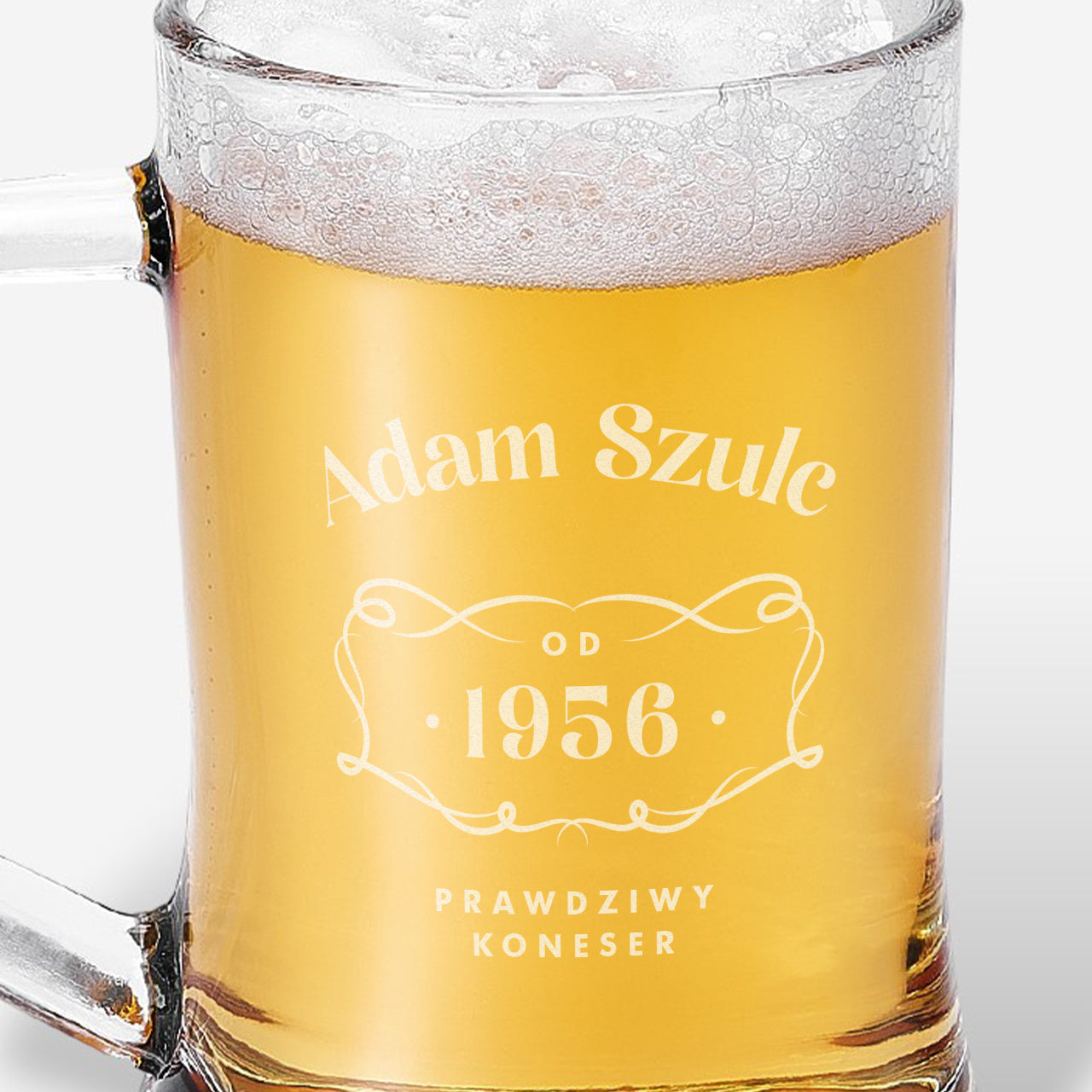 Kufel do piwa z imieniem - Prawdziwy Koneser - prezent na urodziny mężczyzny prezent dla taty, prezent dla niego