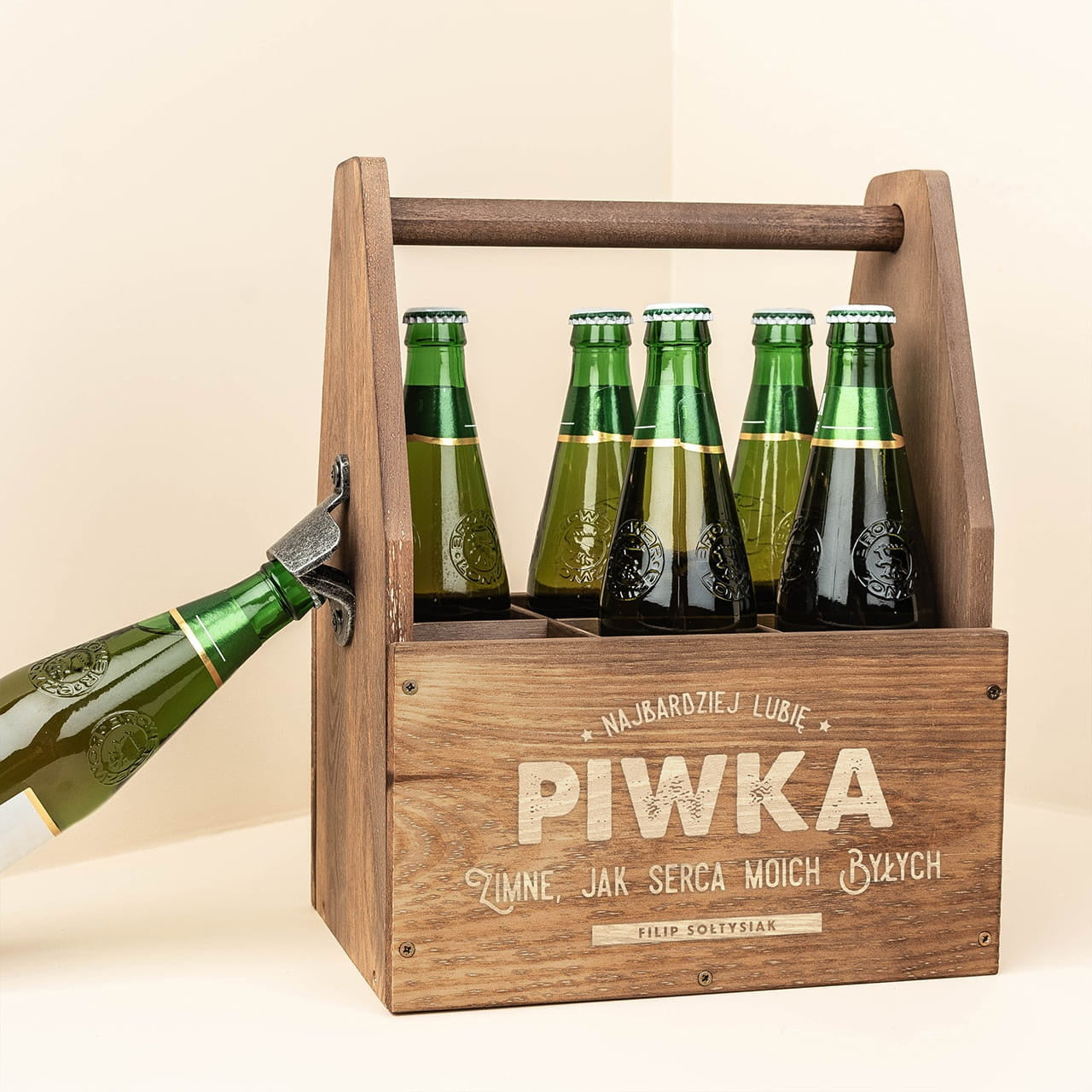 Nosidło na piwo - Serca byłych - śmieszny prezent dla kolegi przyjaciela skrzynka na piwo z grawerem