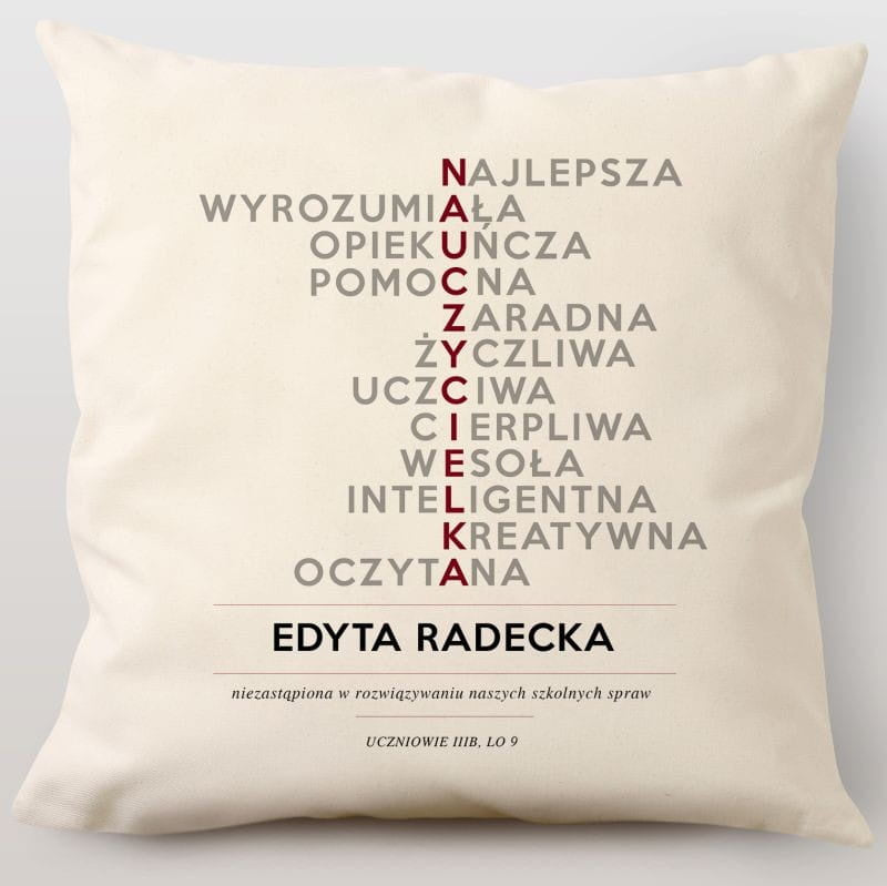Poduszka z nadrukiem dla nauczycielki prezent na dzień nauczyciela poduszka personalizowana