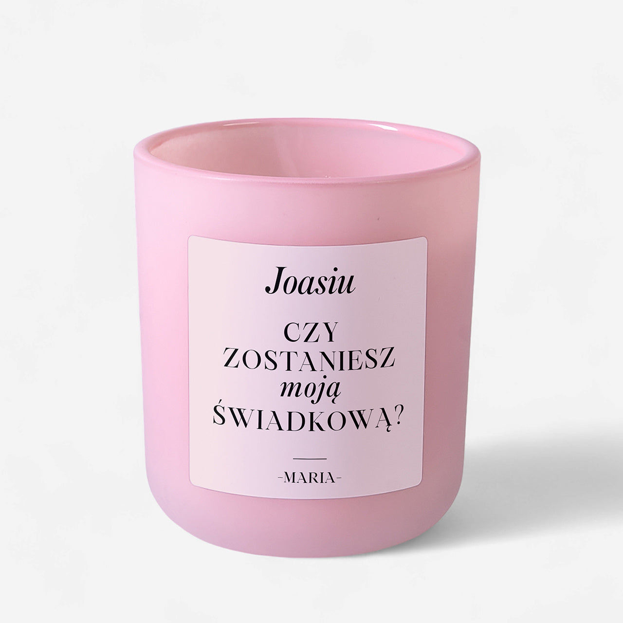 Świeca personalizowana - prośba o świadkowanie dla niej świeczka personalizowana prezent dla świadkowej