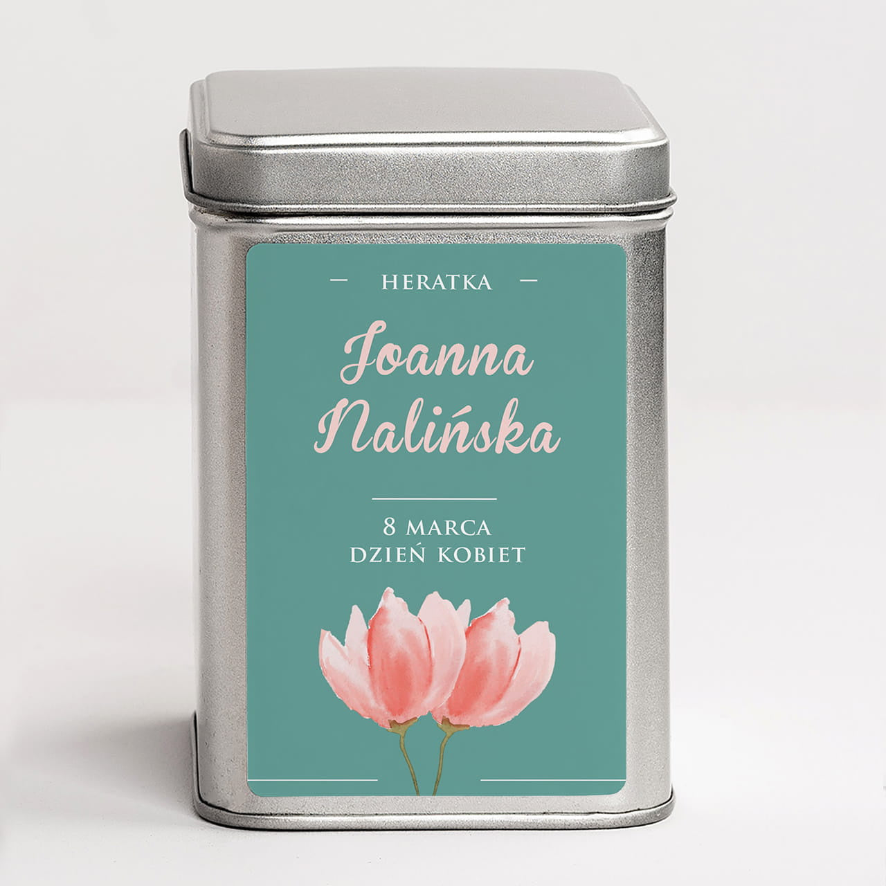 Personalizowana herbata na Dzień Kobiet prezent na Dzień Kobiet herbata w puszce elegancki prezent dla kobiety