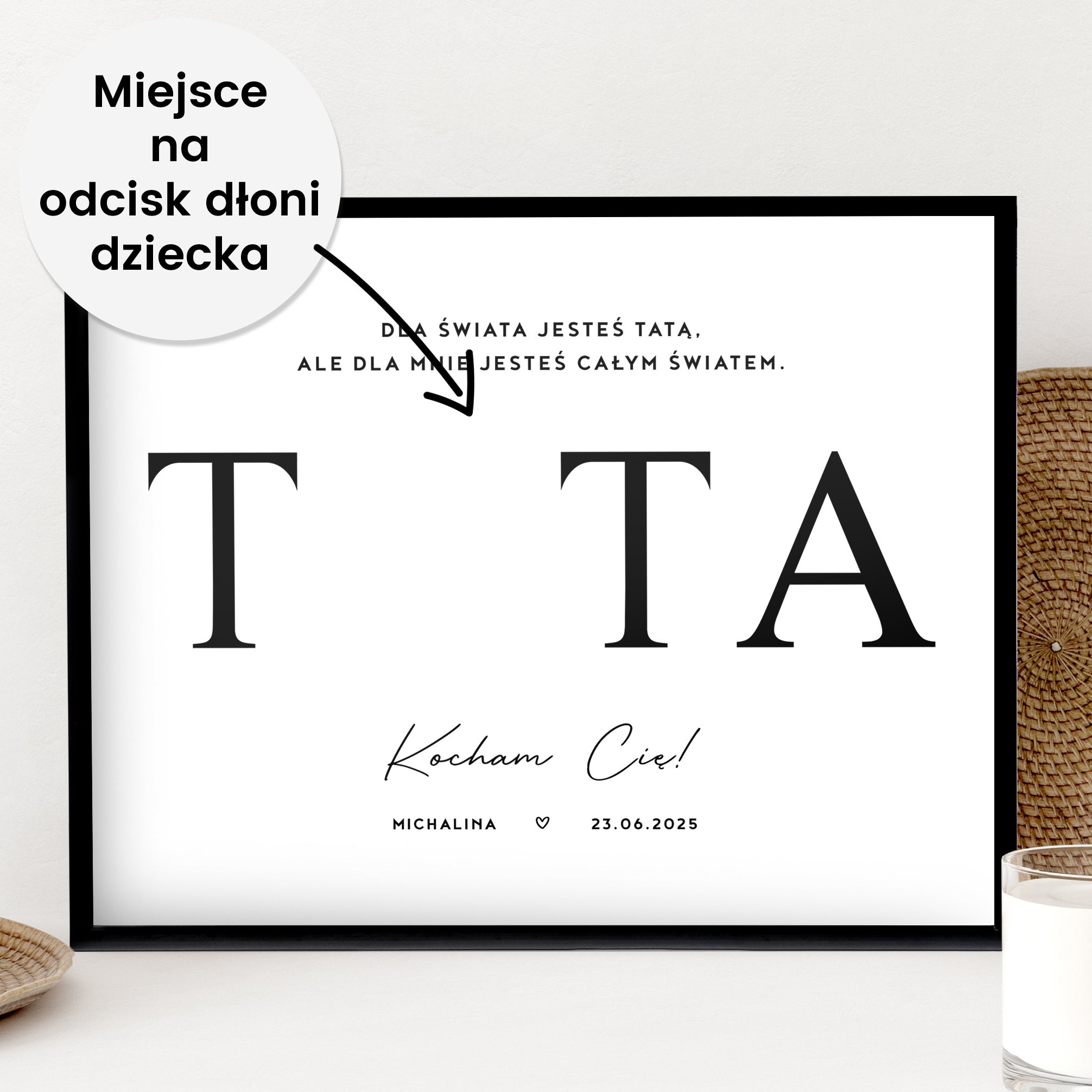 Plakat na Dzień Taty z odciskiem dłoni - prezent od dziecka prezent dla Taty na Dzień Taty plakat personalizowany