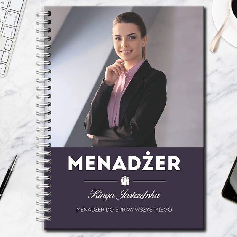 Notatnik ze zdjęciem na prezent dla menadżera personalizowany notatnik B5 elegancki prezent biznesowy