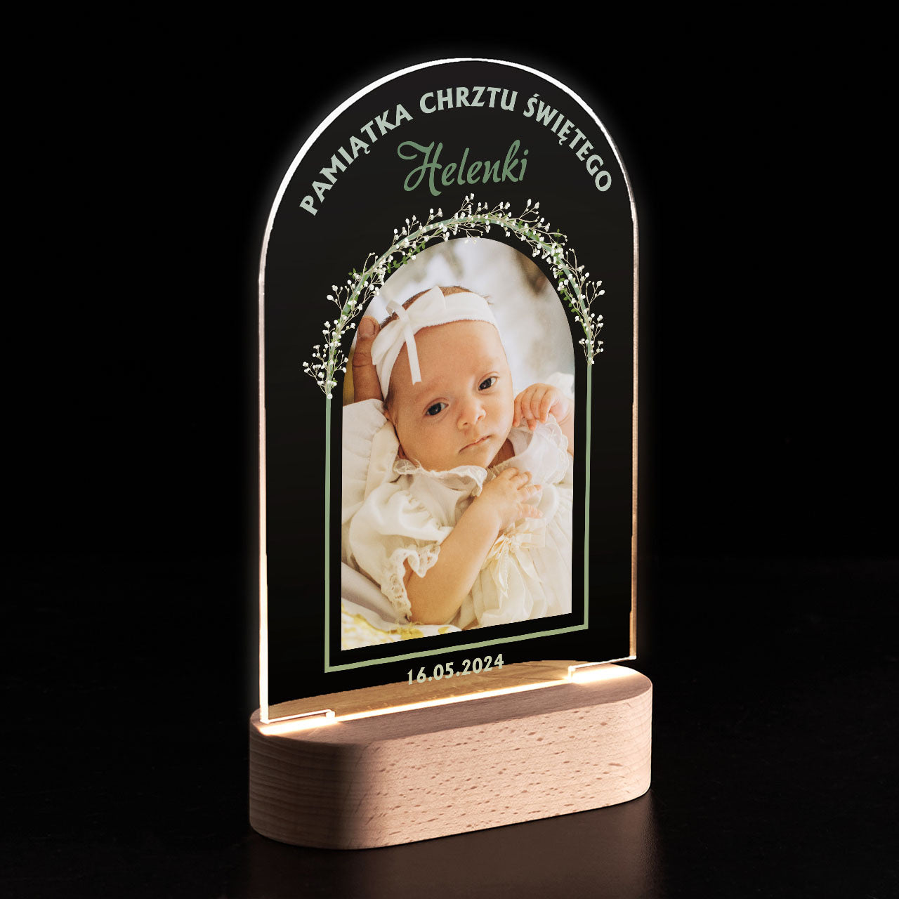 Podświetlana statuetka led - pamiątka z okazji Chrztu Świętego
