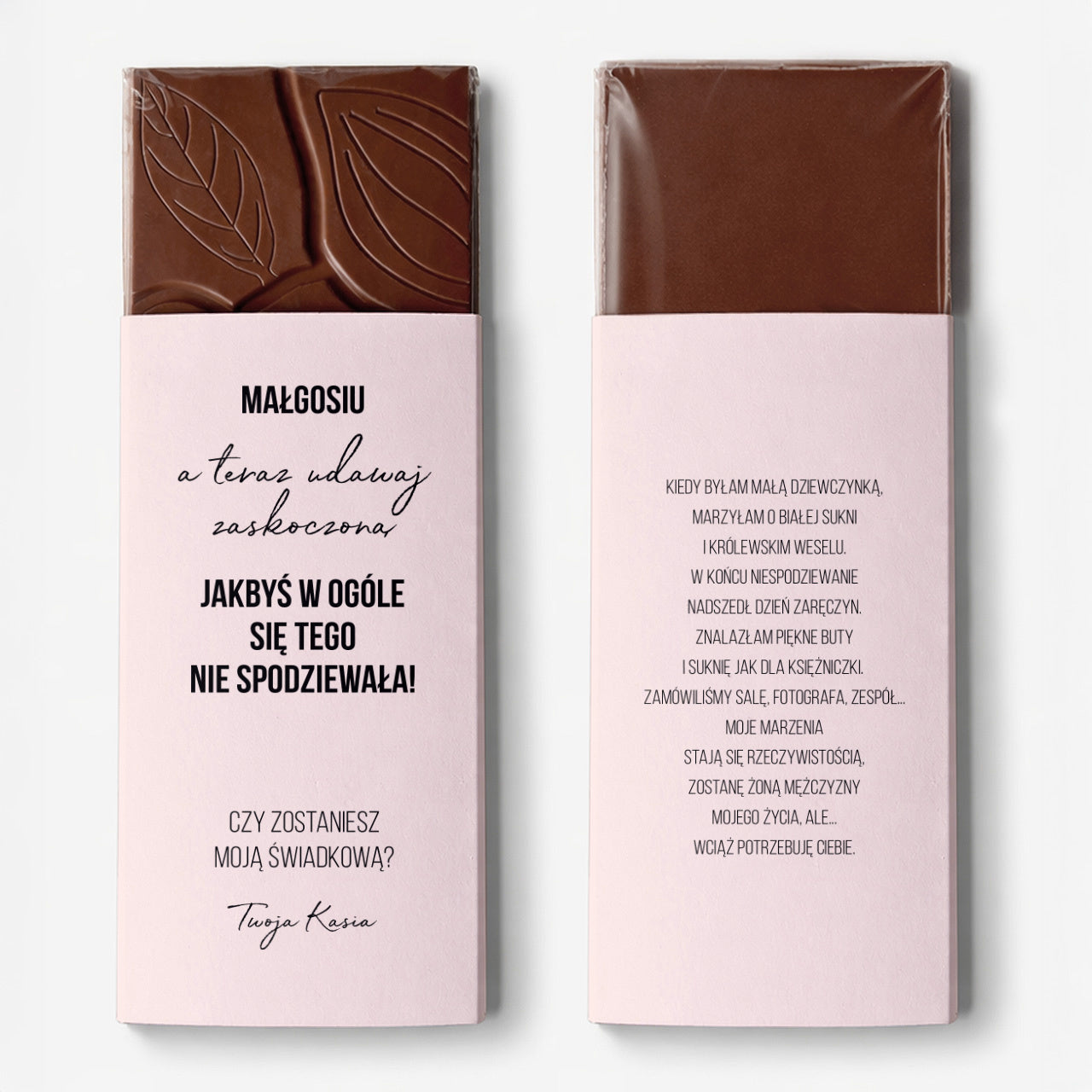 Czekolada imienna - Zapytanie Dla Świadkowej pytanie o świadkowanie prośba o świadkowanie