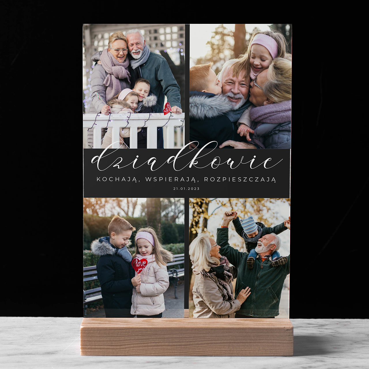 Statuetka na DZIEŃ BABCI I DZIADKA prezent ze zdjęciami prezent na Dzień Babci i Dziadka