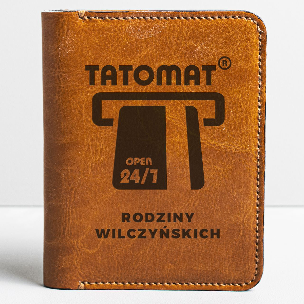 Męski skórzany portfel - Tatomat - śmieszny prezent dla taty