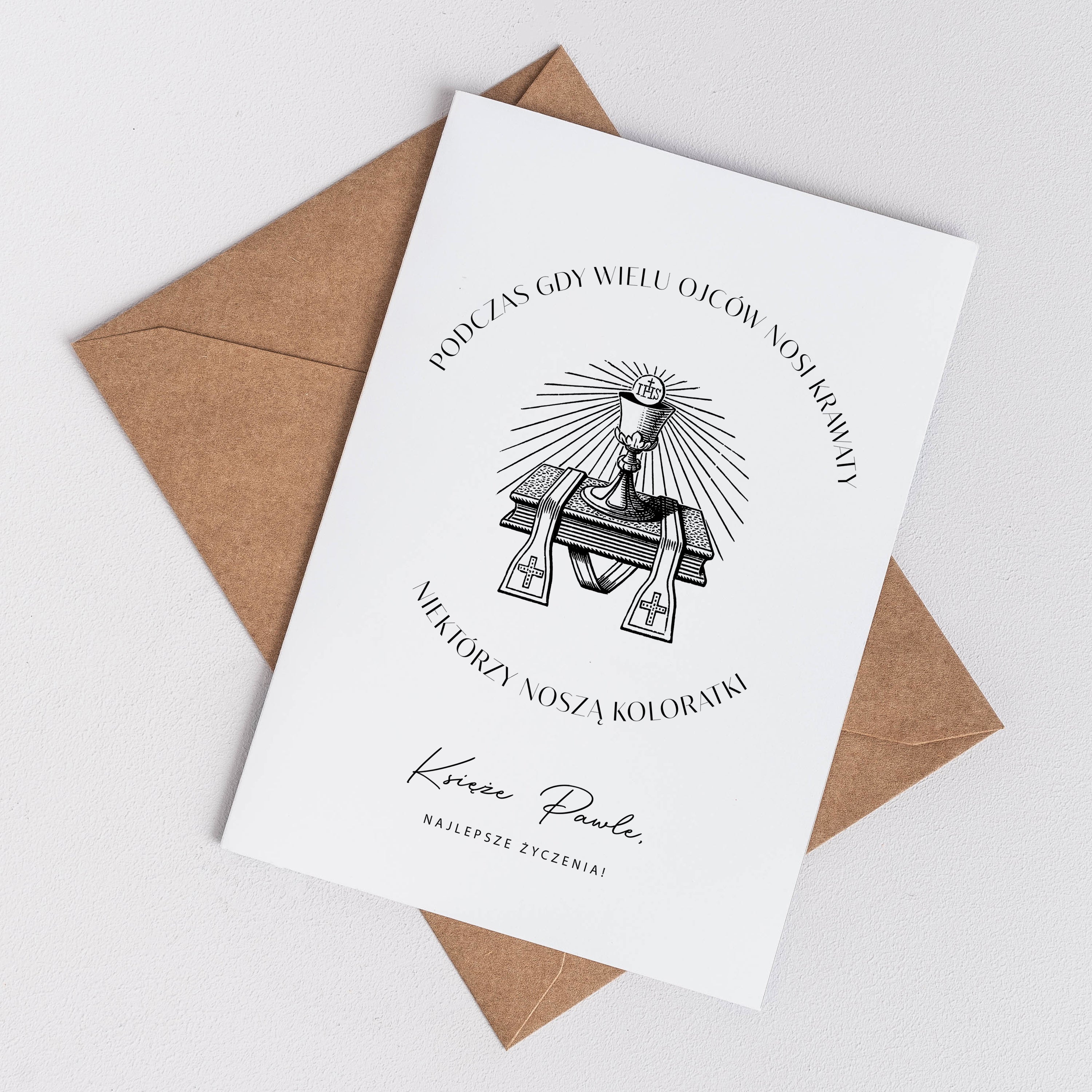 Personalizowana kartka dla księdza prezent dla księdza kartka z życzeniami personalizowana