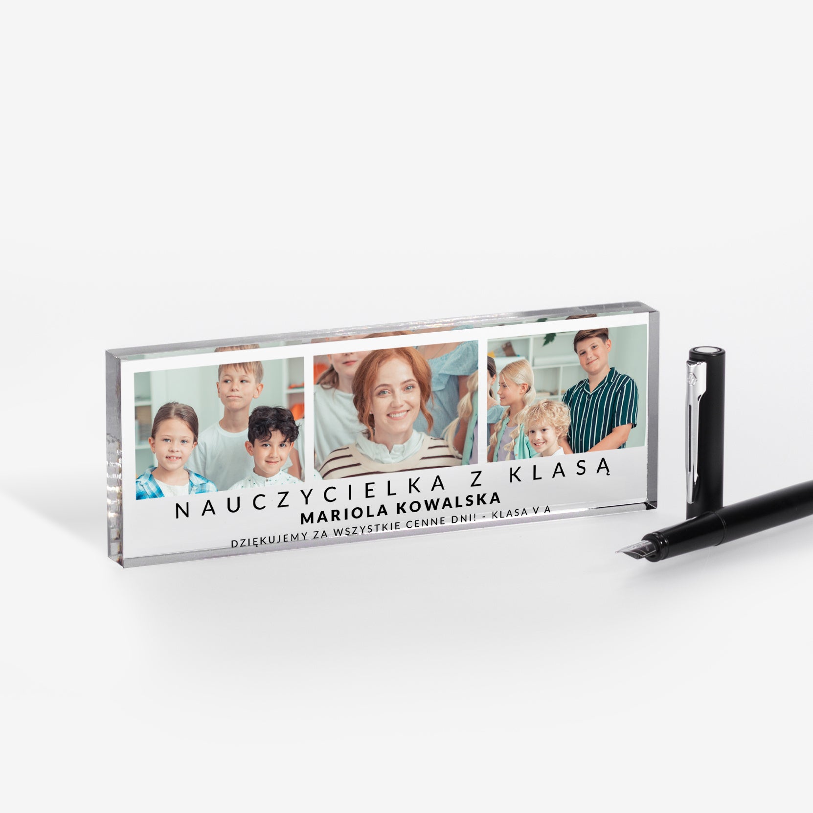 Tabliczka ze zdjęciami na pamiątkę dla wychowawcy akrylowa tabliczka prezent dla nauczyciela