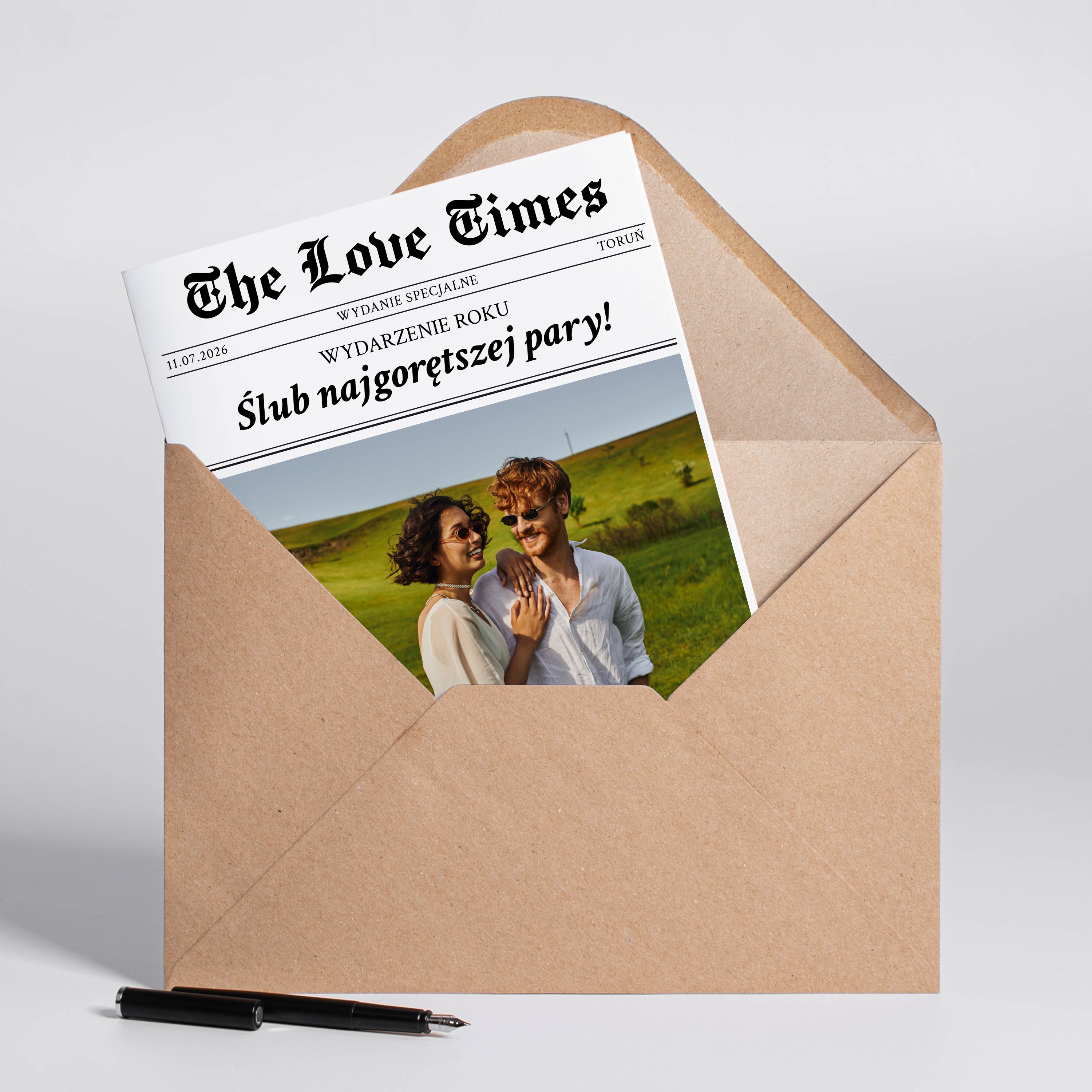 Kartka a4 ze zdjęciem na ślub - the love times