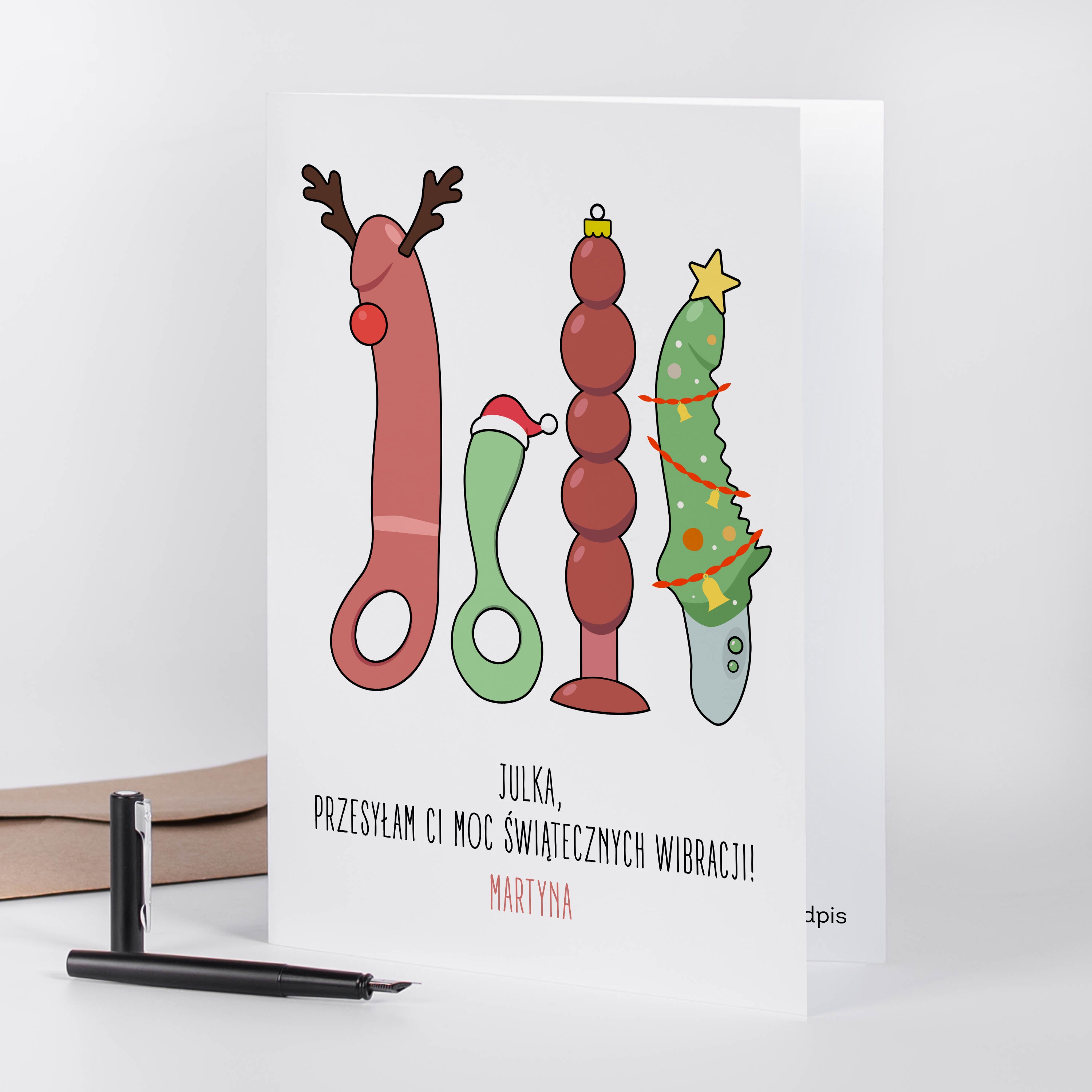 Zabawna kartka świąteczna dla przyjaciółki - Świąteczne Wibracje