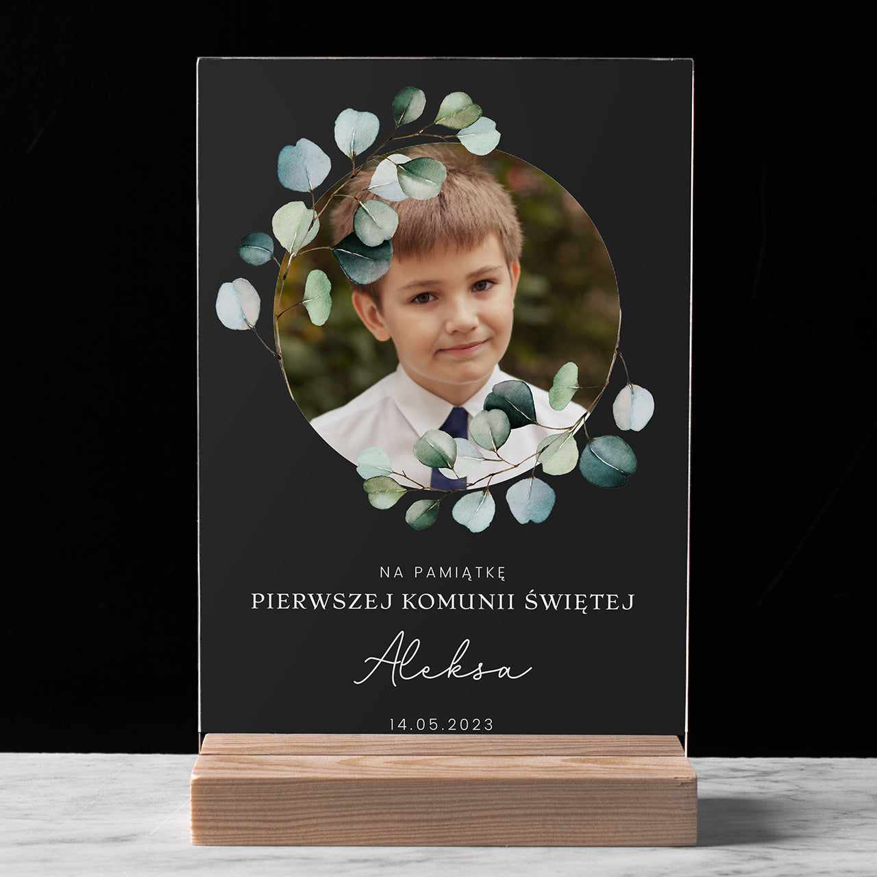 Personalizowana statuetka ze zdjęciem - prezent na Komunię statuetka na komunię pamiątka komunii świętej