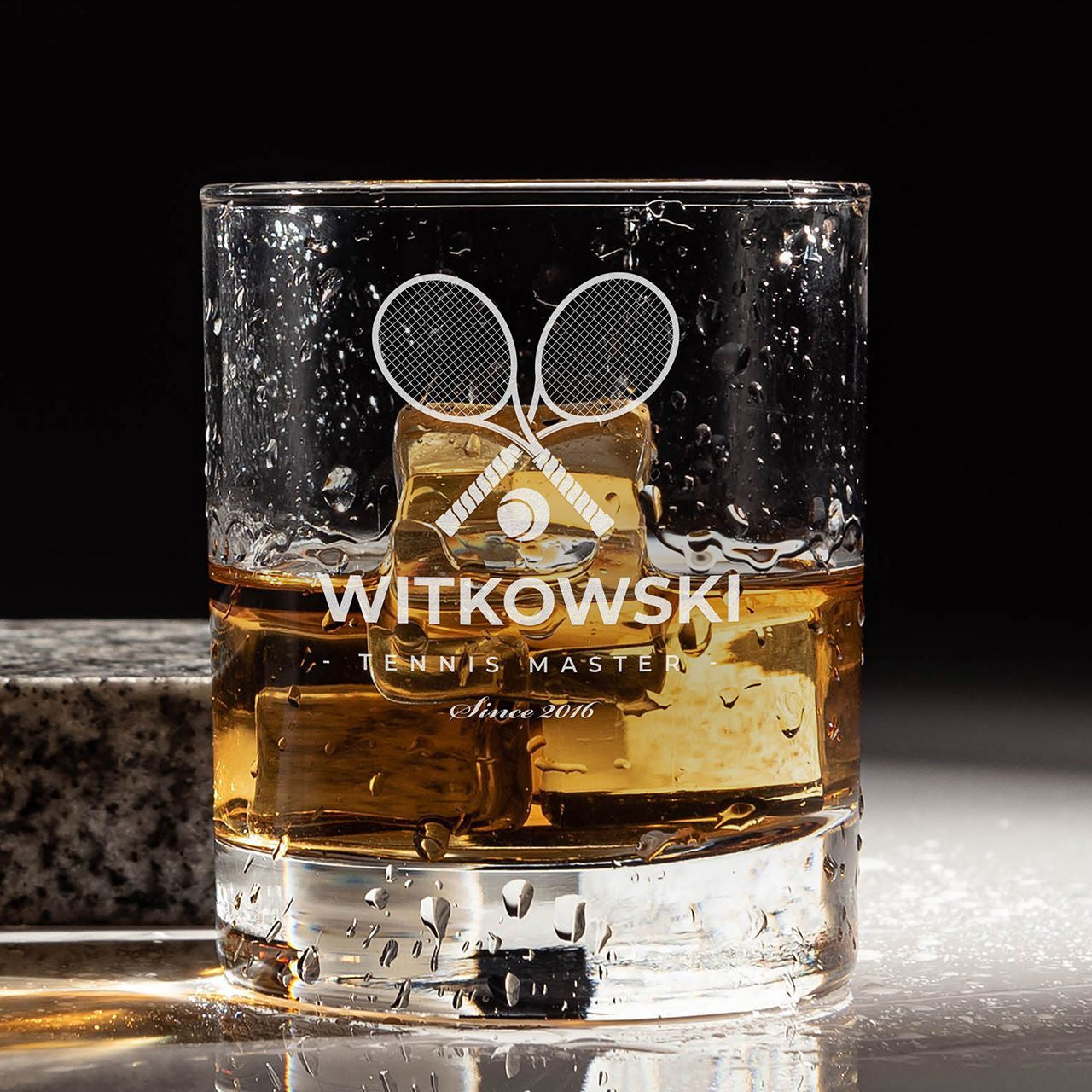 Personalizowana szklanka do whisky - prezent dla miłośnika tenisa