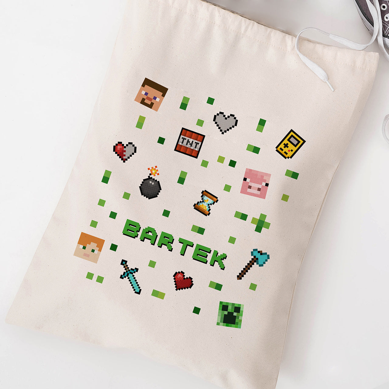 Personalizowany worek na kapcie w stylu Minecraft