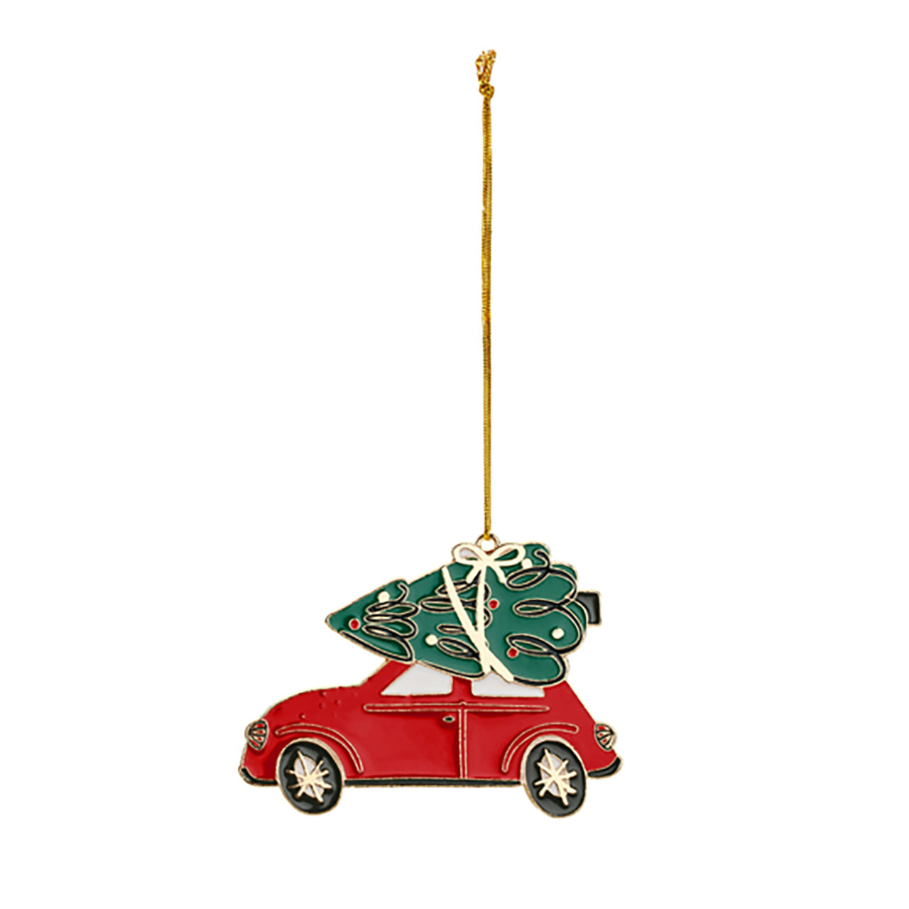 Zawieszka na choinkę z metalu Samochód z choinką