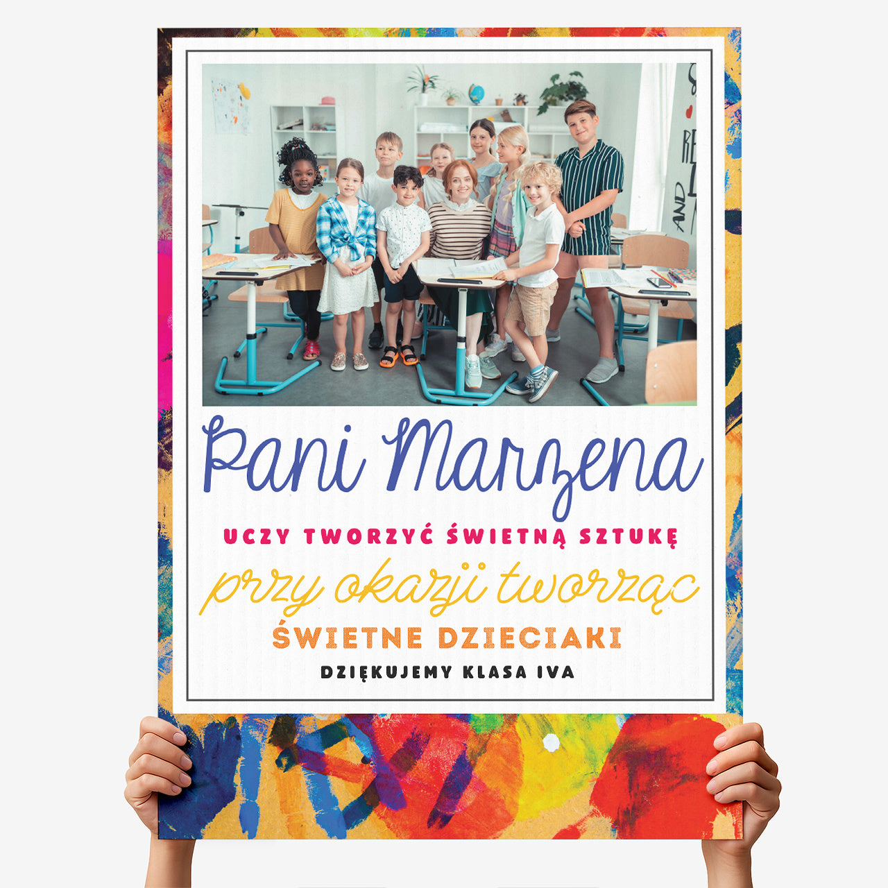 Duża kartka dla nauczyciela plastyki prezent na dzień nauczyciela kartka na dzień nauczyciela prezent dla plastyka