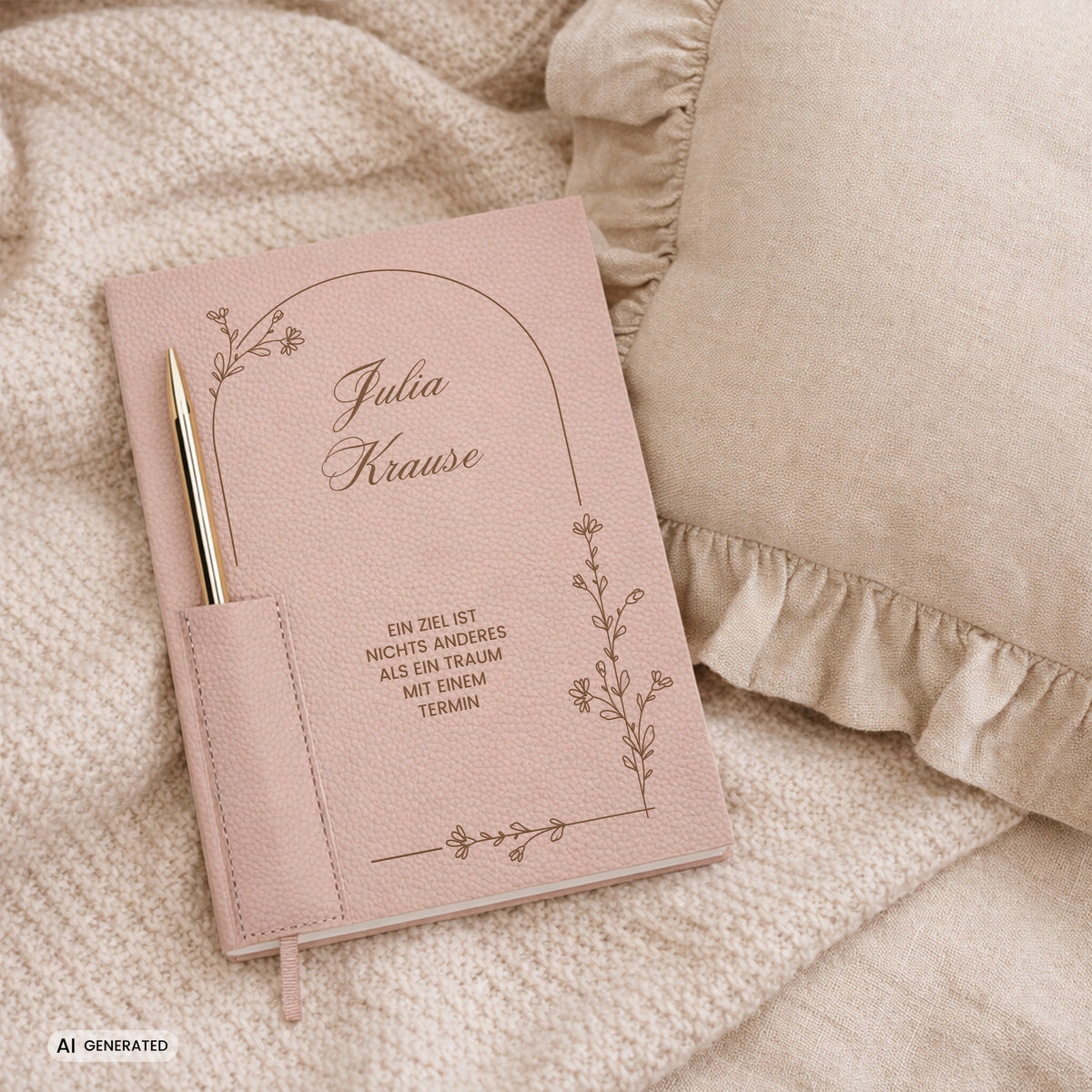 Eleganter personalisierter Planer mit Kugelschreiber ZIEL GESCHENK FÜR SIE