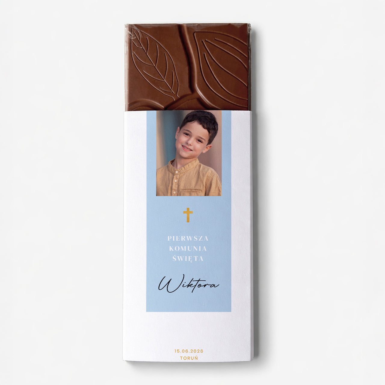Czekolada ze zdjęciem na Komunię dla chłopca czekolada personalizowana prezent komunijny dla chłopca