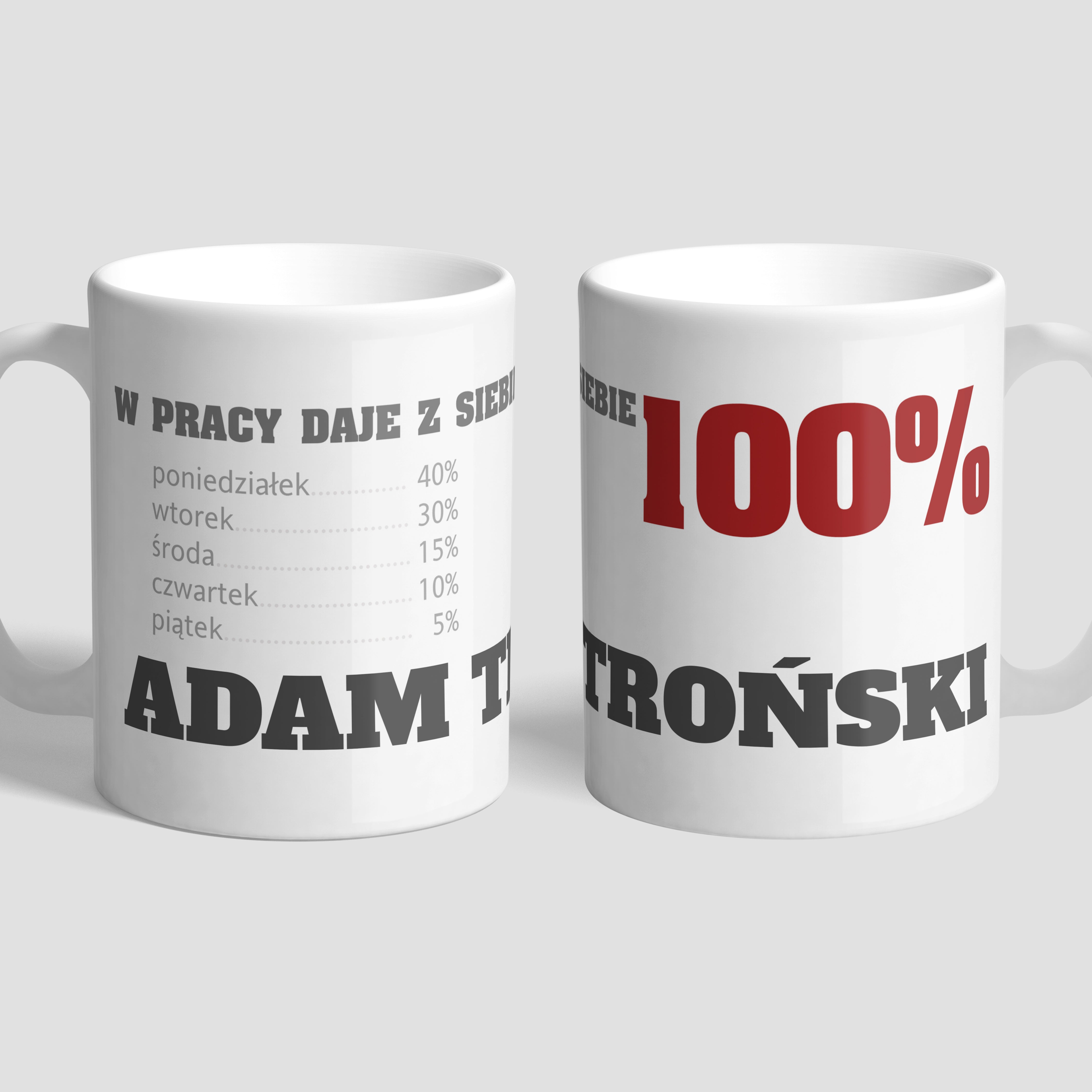 Śmieszny kubek dla pracownika - Sto Procent kubek z nadrukiem personalizowany kubek prezent dla pracownika