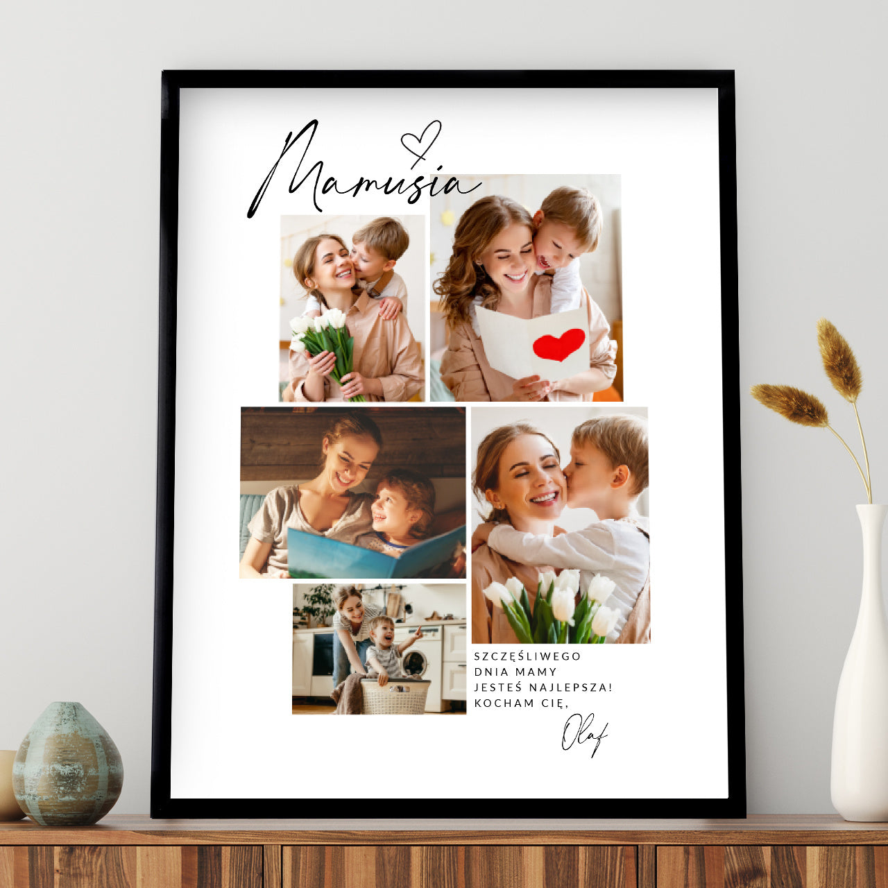 Plakat ze zdjęciami na Dzień Mamy