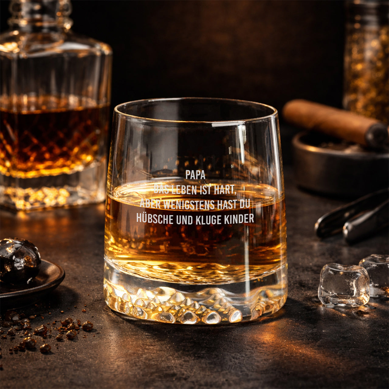 Whiskyglas für Papa DAS LEBEN IST HART lustiges Geschenk zum Vatertag