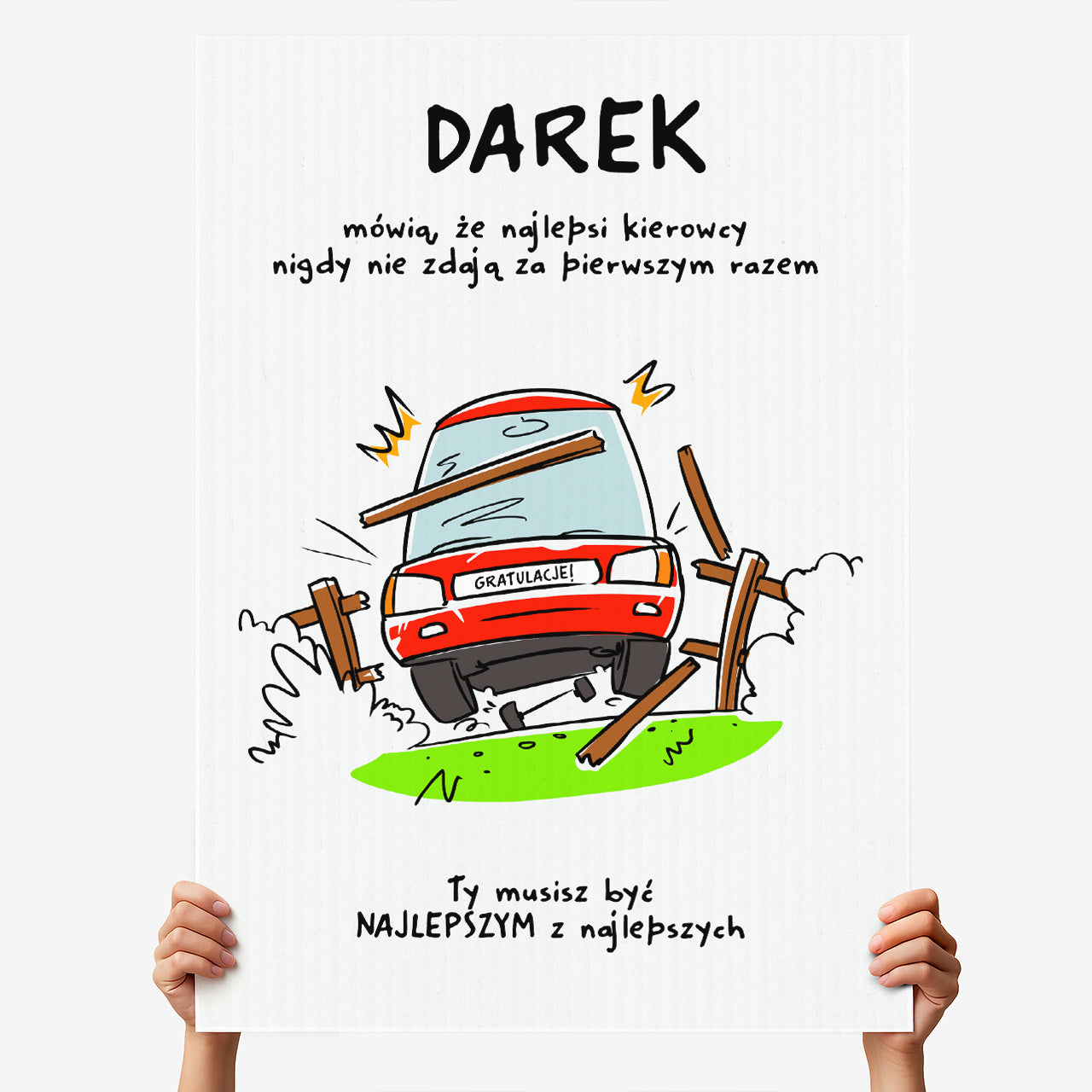 Kartka xxl za zdane prawo jazdy kartka gratulacyjna personalizowana kartka