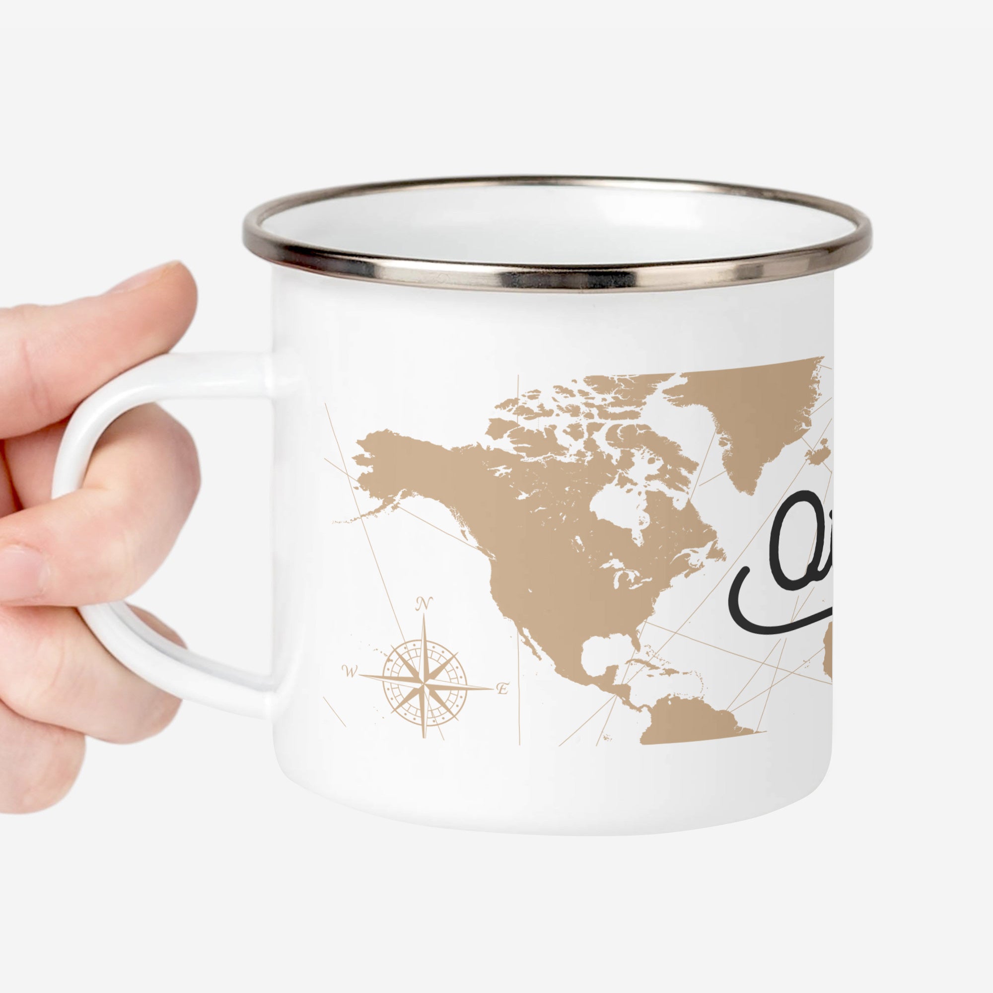 Emaliowany kubek dla podróżnika personalizowany kubek prezent dla podróżnika gadżet dla podróżnika